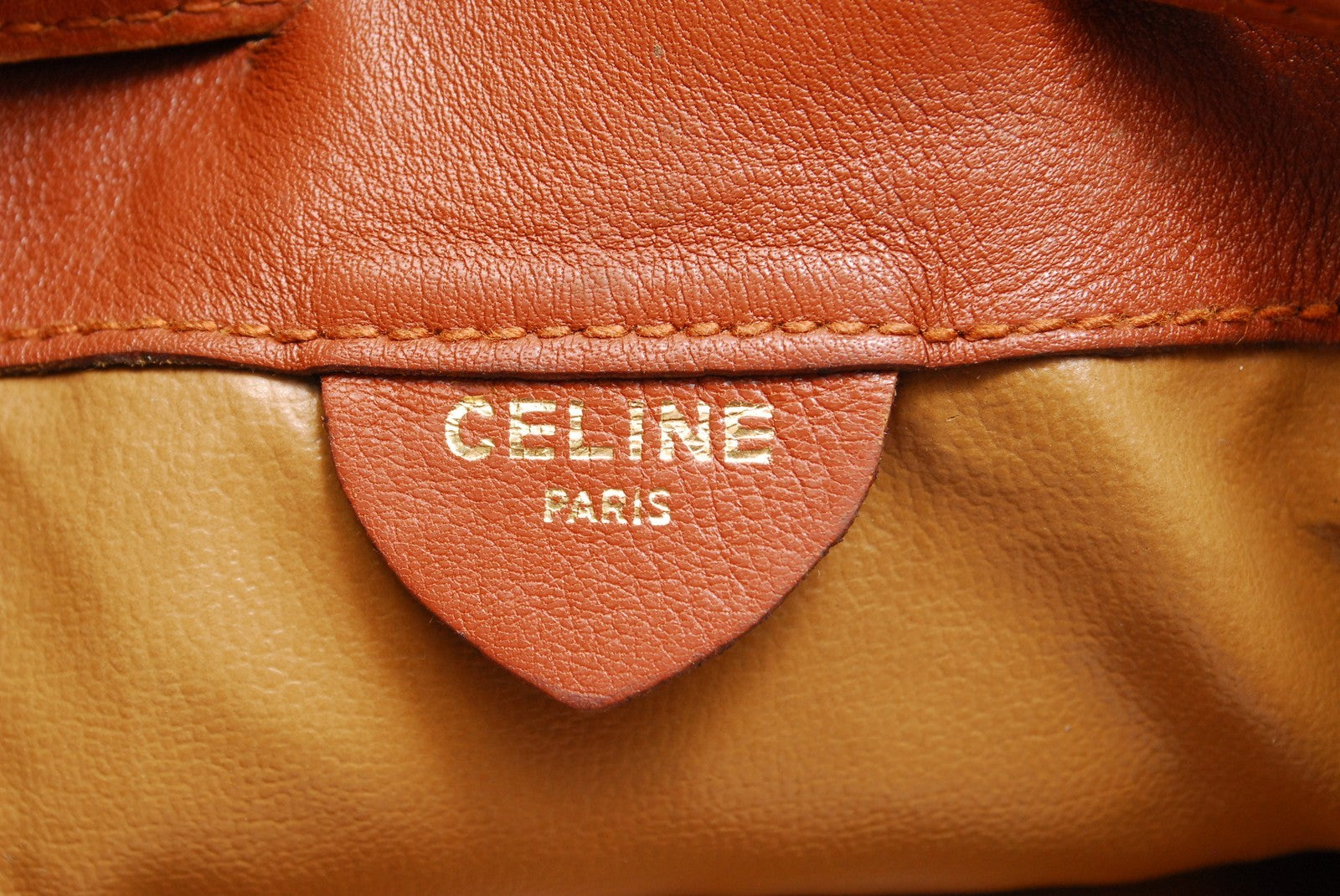 Celine Large Logo Drawstring Shoulder Bucket Bag - Brown, Leather