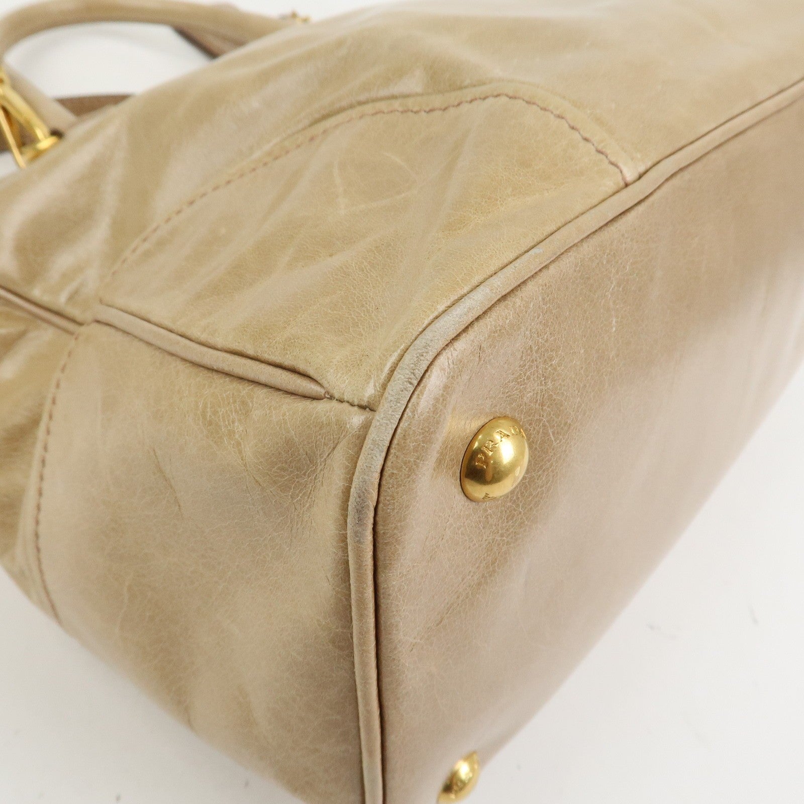 Prada 2Way Bag Hand Bag - Beige, Leather