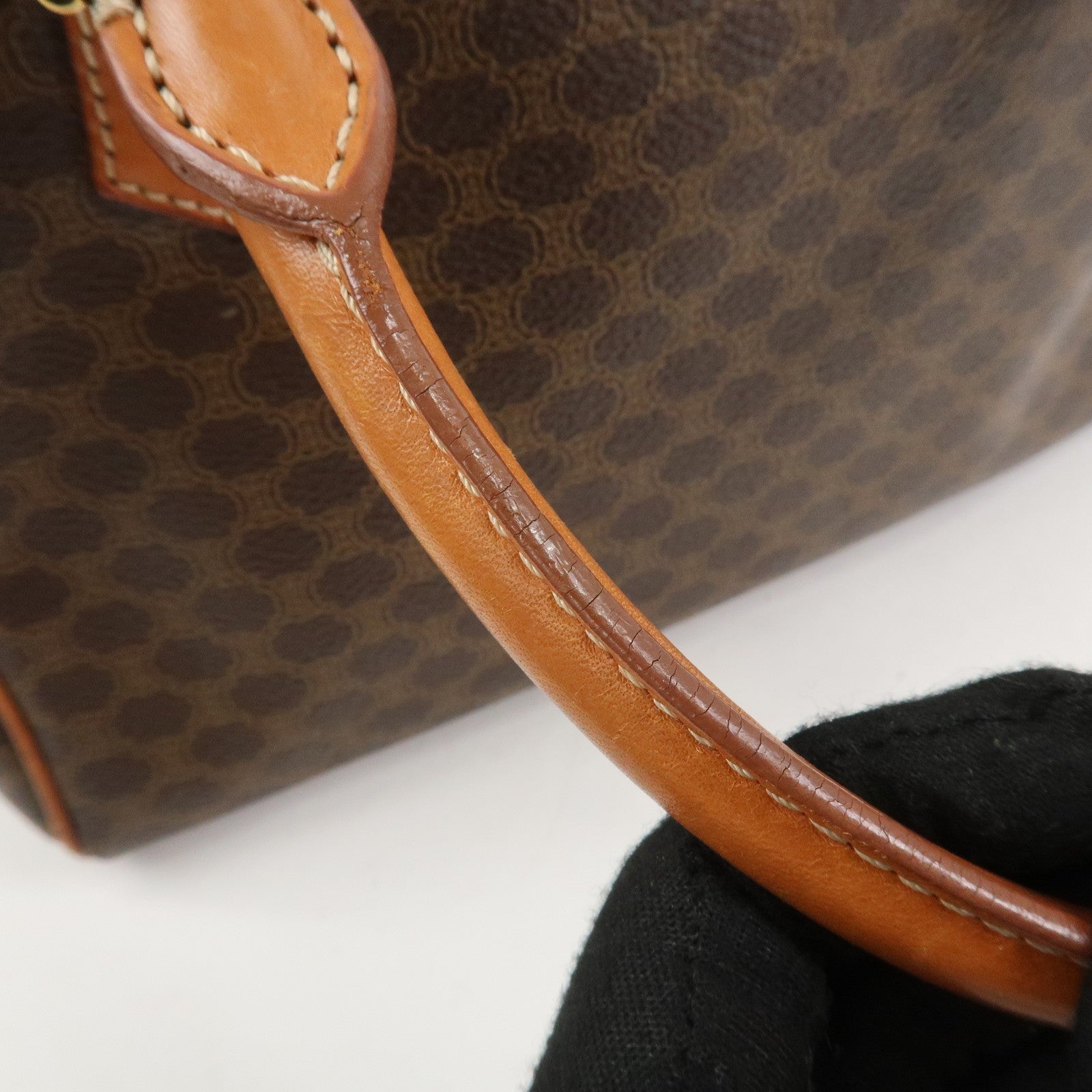 Celine Macadam Boston Hand Bag - Brown, PVC Leather 