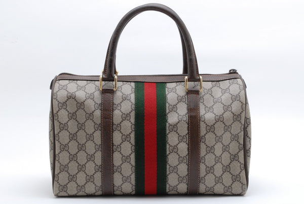 Gucci Guuci GG Supreme Boston Bag - Beige Brown, PVC Leather