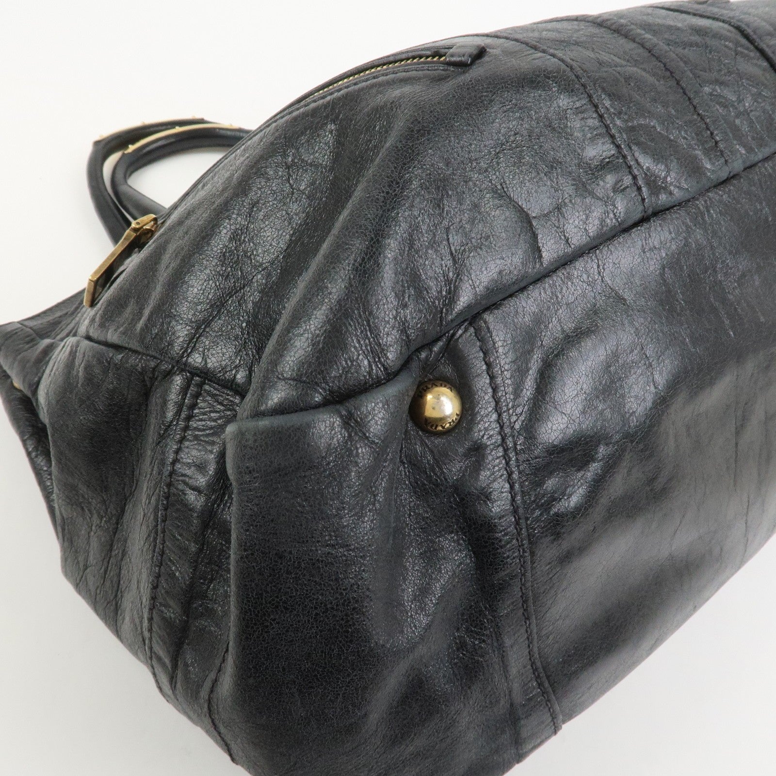 Prada Logo Tote Bag - Black, Leather