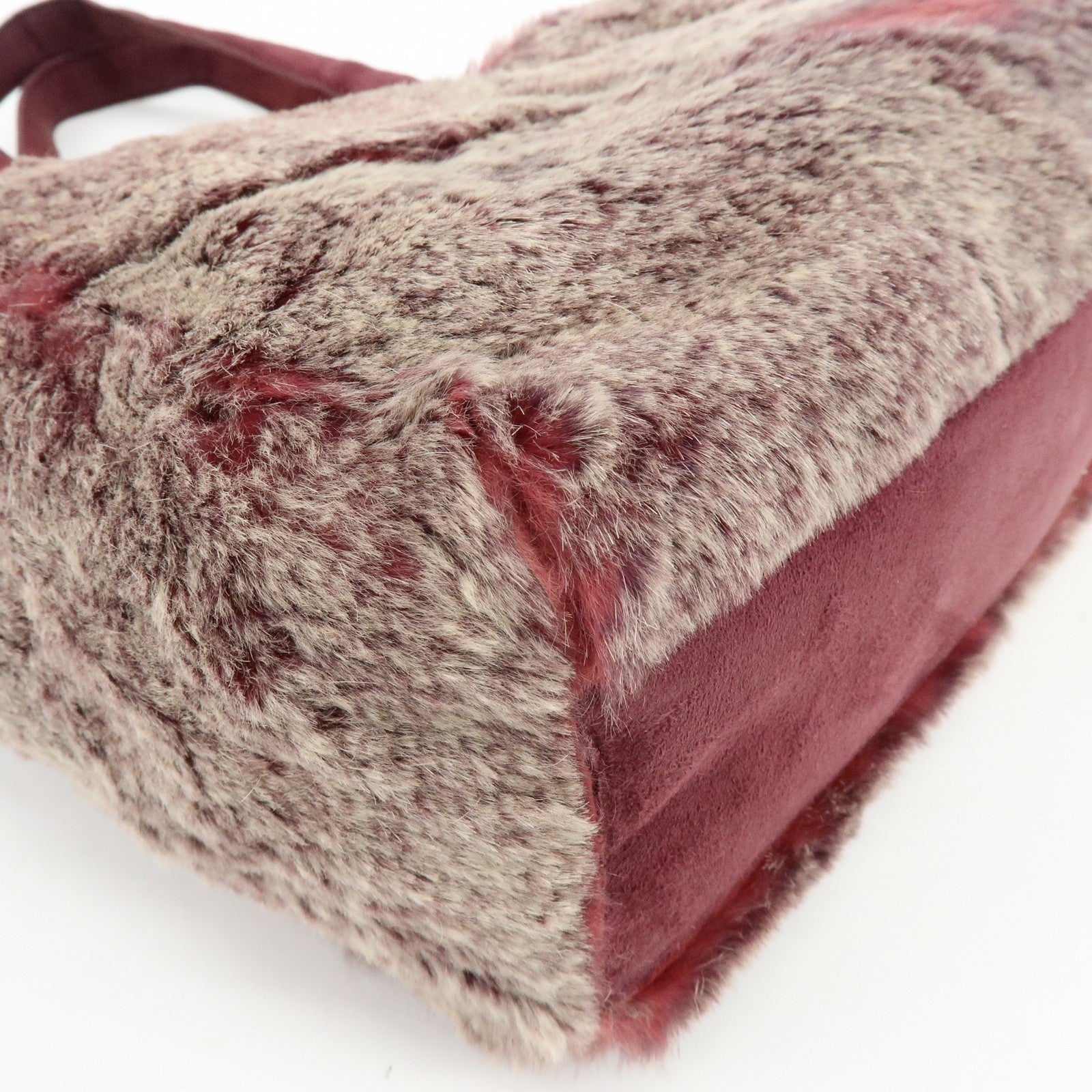 CHANEL COCO Mark Hand Bag - Bordeaux, Beige, Fur, Suede