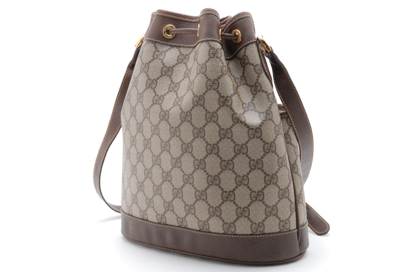 Gucci GG Supreme Drawstring Bag Shoulder Bag - Brown, PVC Leather