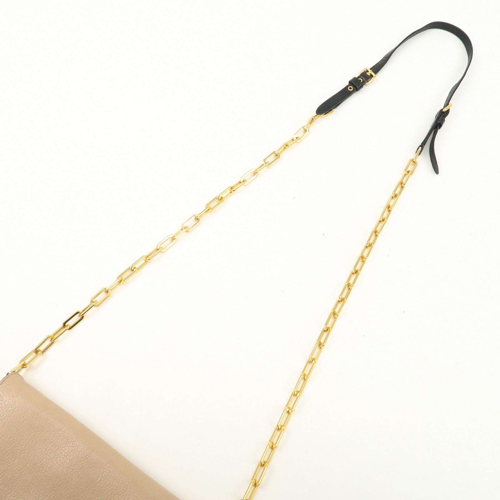 Miu Miu Madras Leather Chain Shoulder Wallet - Beige Black, Leather