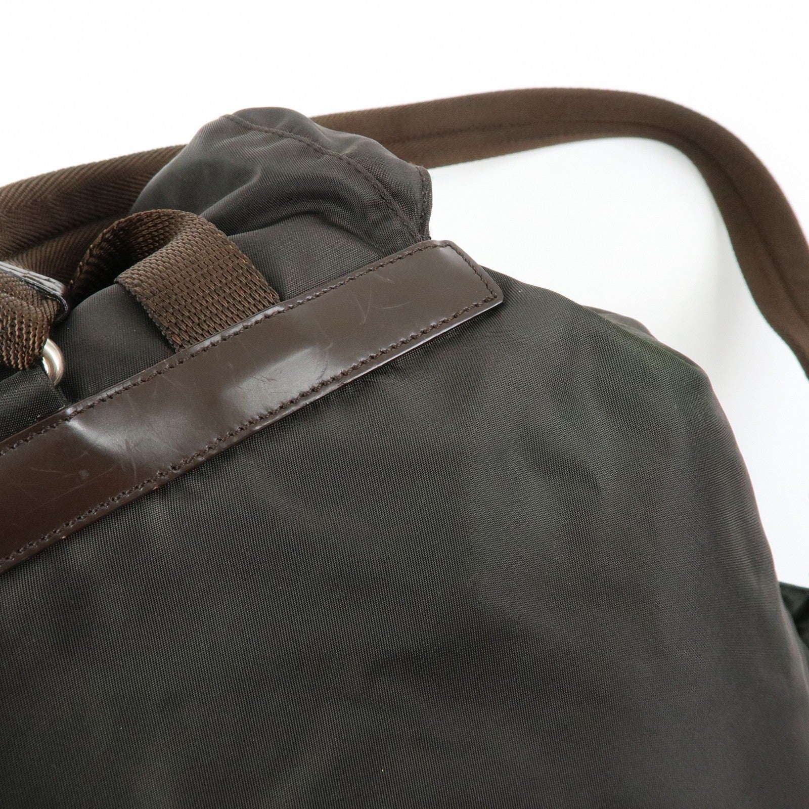 Prada B2811 Backpack - Brown, Nylon and Leather