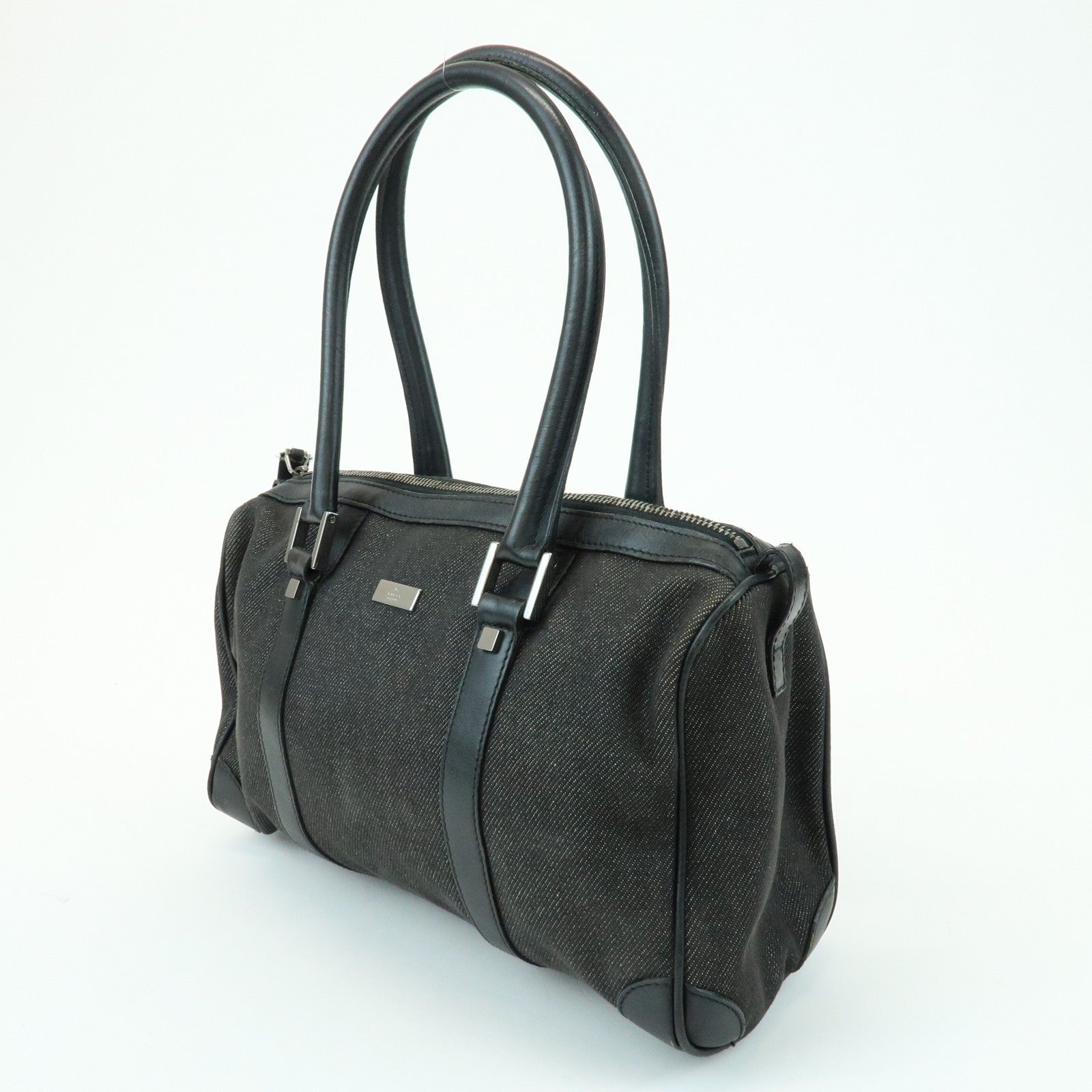 Gucci Boston Bag - Black, Dark Grey, Canvas