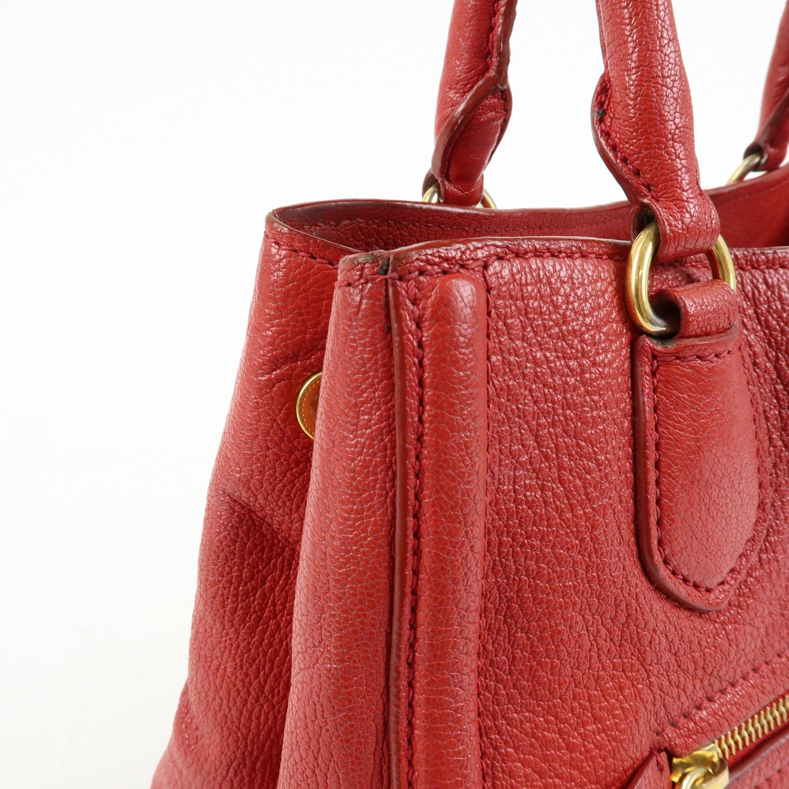 Miu Miu Madras 2Way Handbag - Red, Leather 