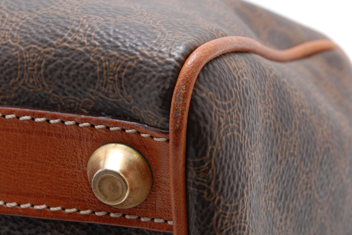 Celine Macadam Boston Handbag - Brown, PVC Leather