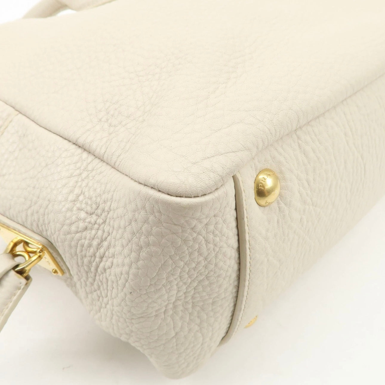 Prada Boston Hand Bag - Ivory, Leather