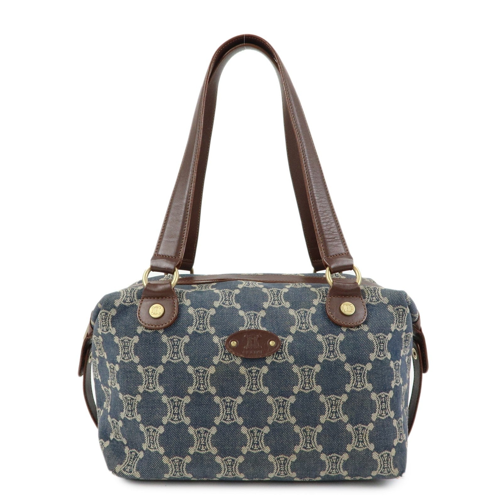 Celine Macadam Shoulder Bag - Blue, Denim and Leather