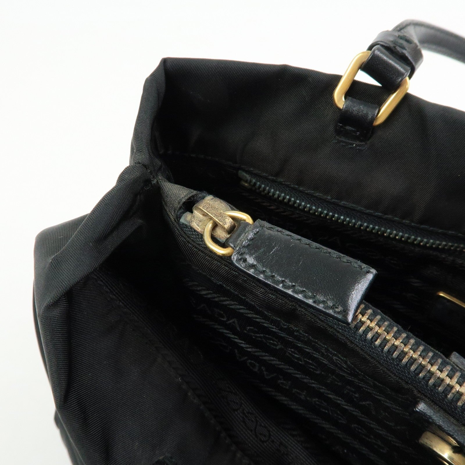 Prada Triangle Logo Tote Bag - Black, Nylon and Leather