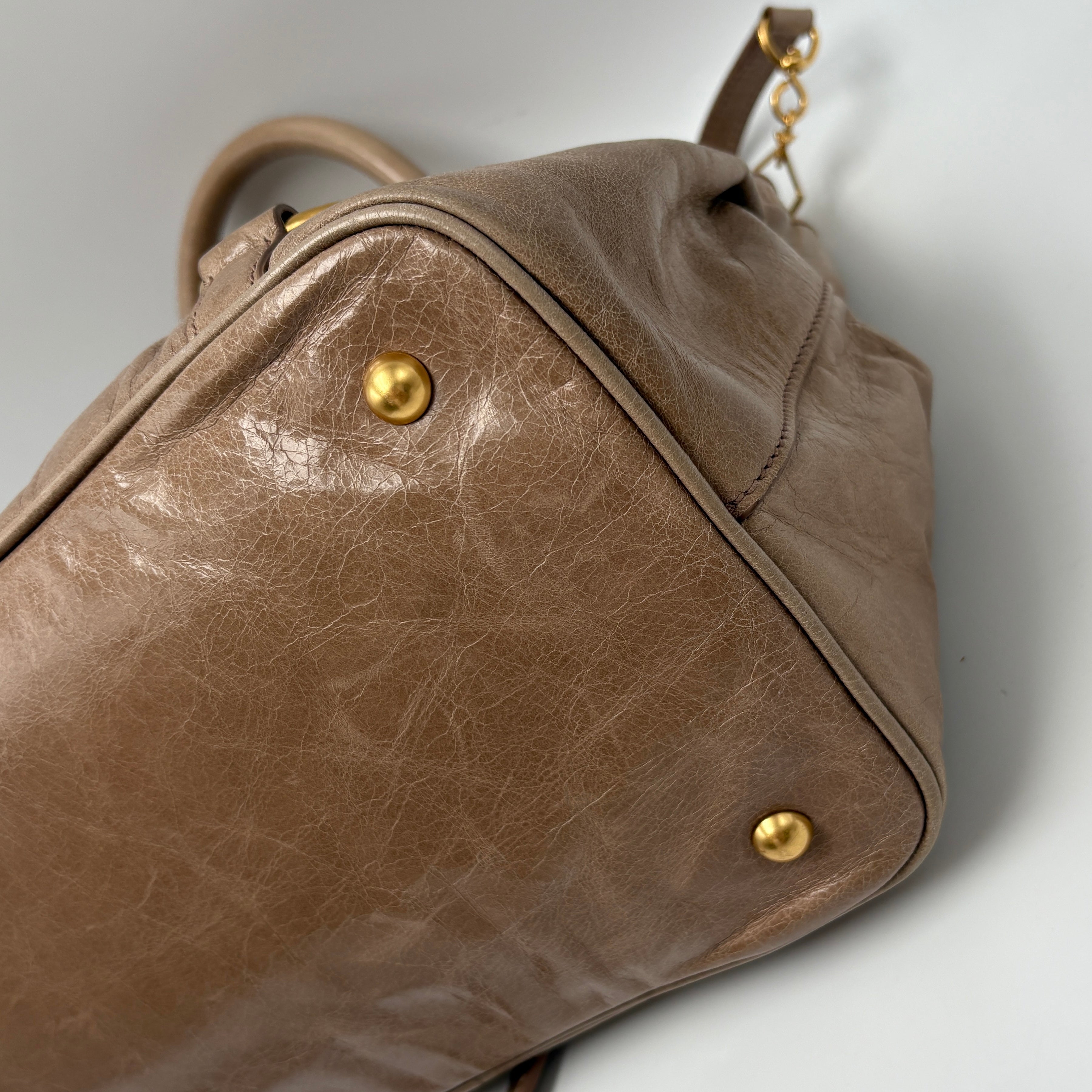 Miu Miu Leather Brown Gathered Handle Shoulder Bag