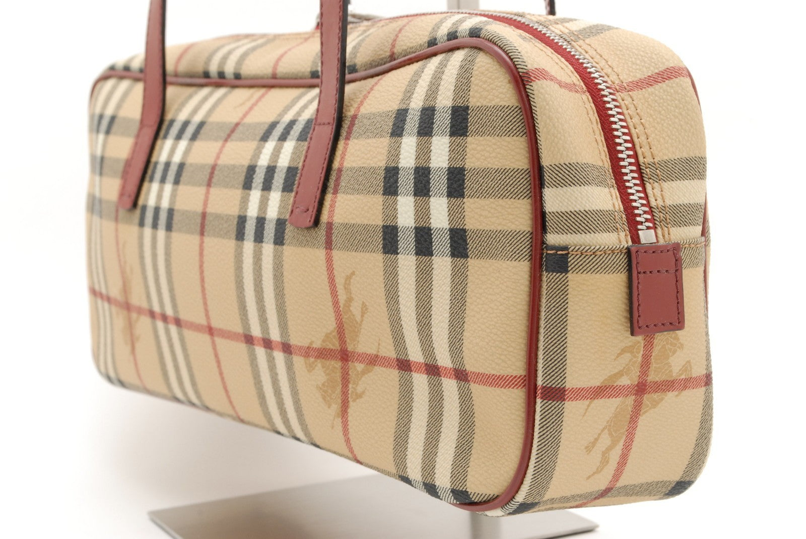 Burberry Nova Shoulder Bag - Red, Leather and PVC Canvas
