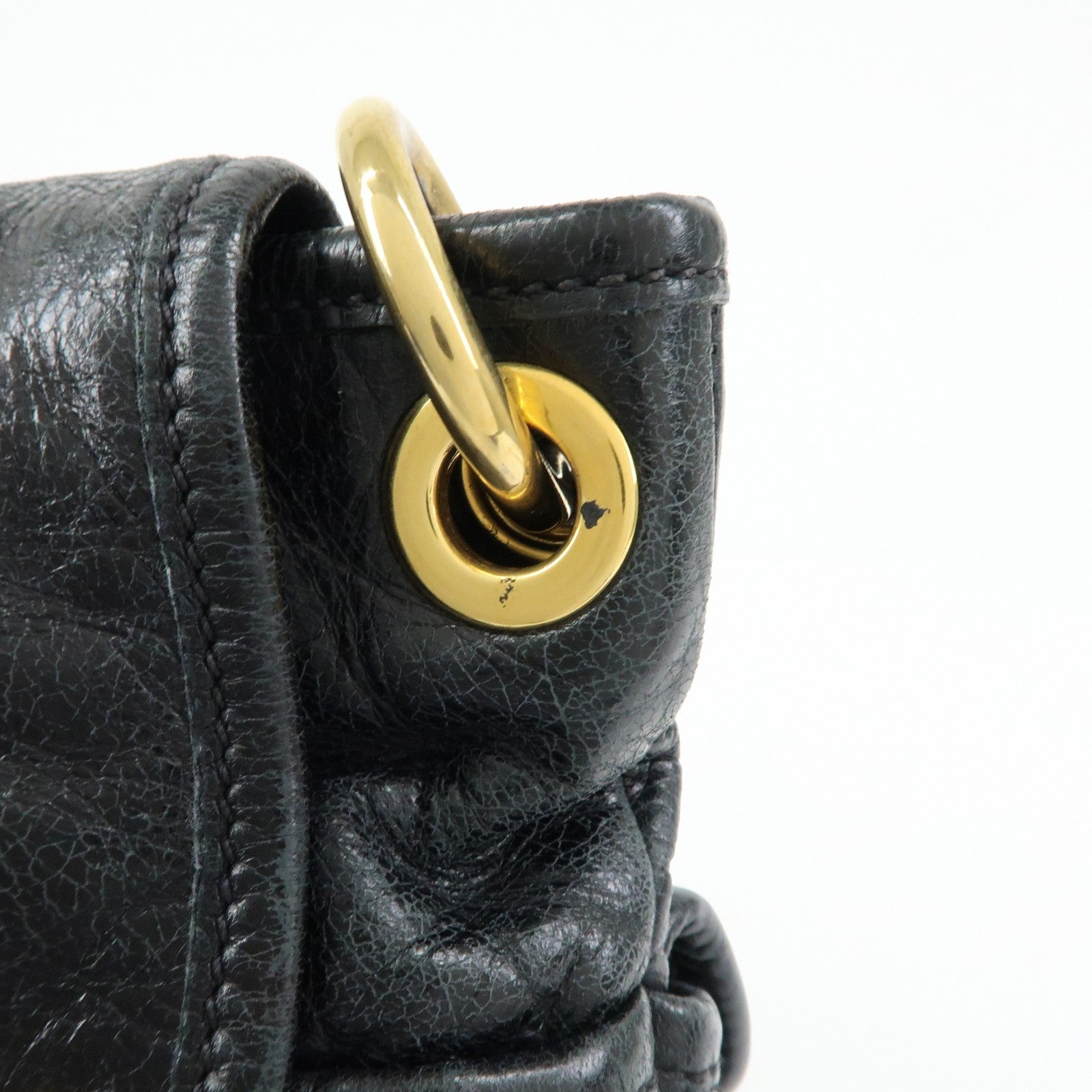 Miu Miu Matelasse Hand Bag - Black, Leather 