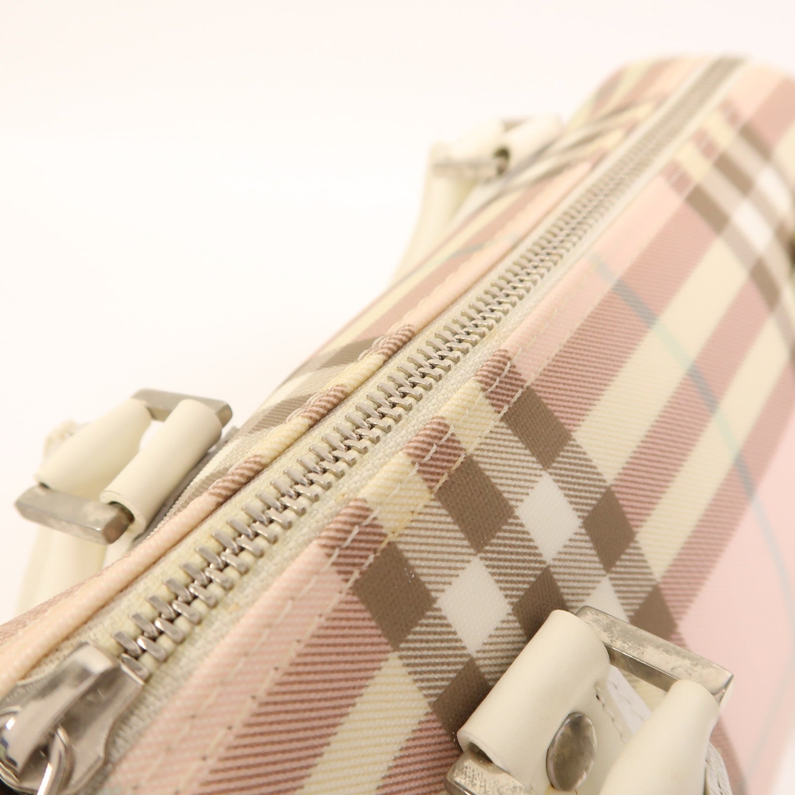 Burberry SHW Hand Bag - Pink White, Coated Canvas