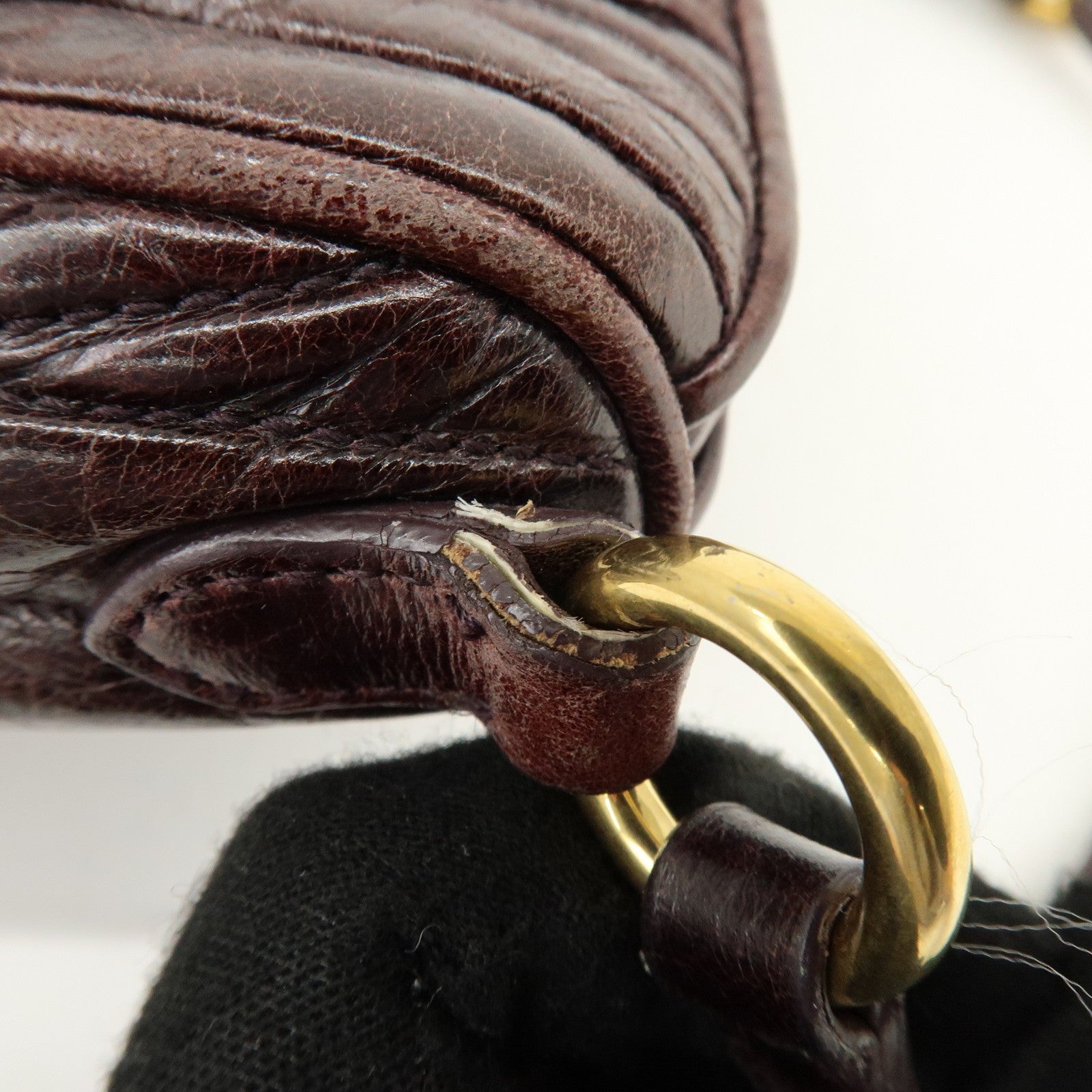 Miu Miu Matelasse Gathered Hand Bag - Brown, Leather