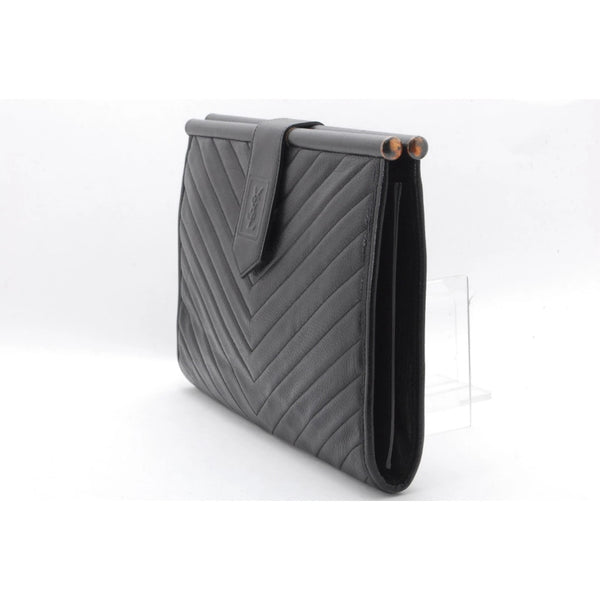Saint Laurent black leather clutch