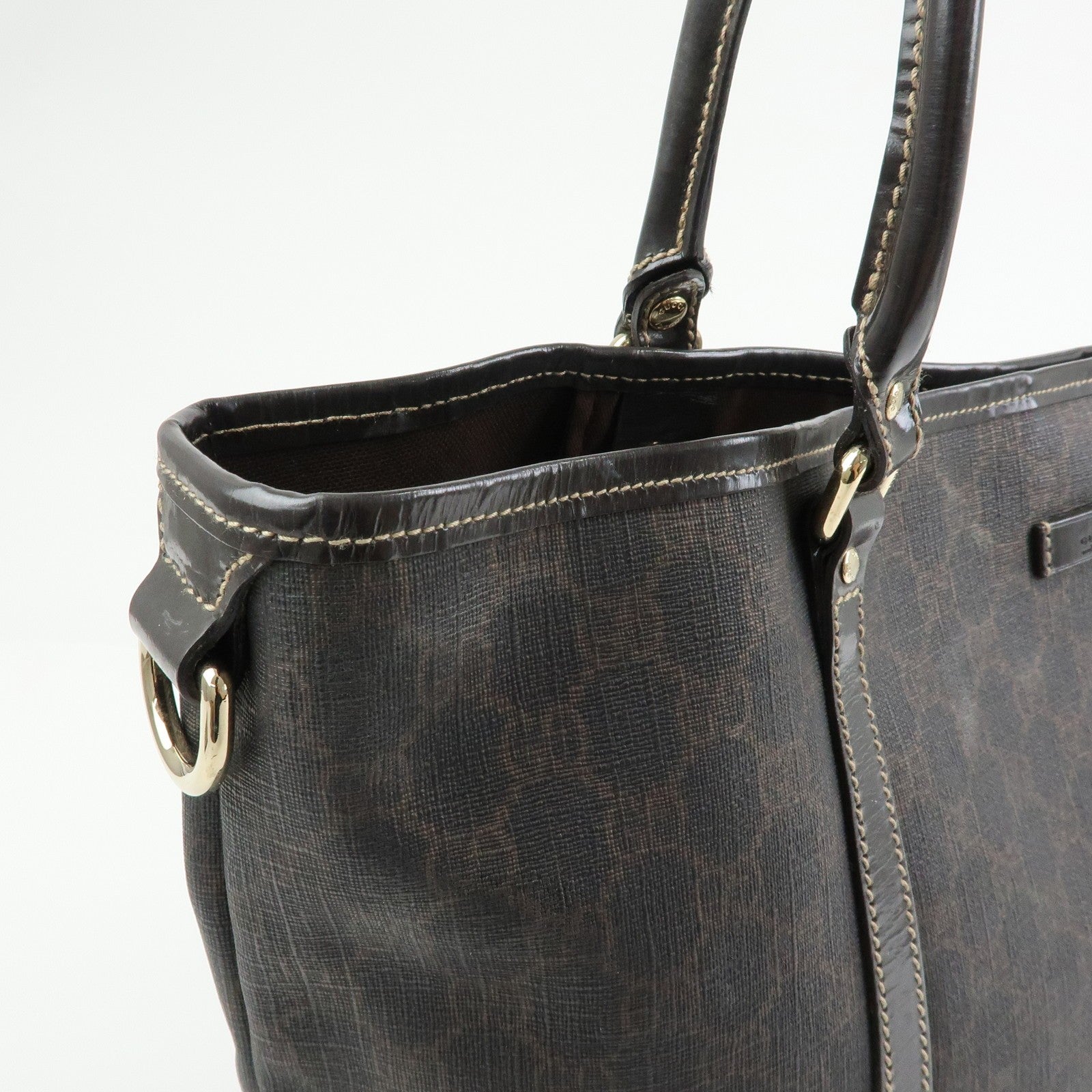 Gucci Supreme Tote Bag - Brown, GG Supreme Patent Leather