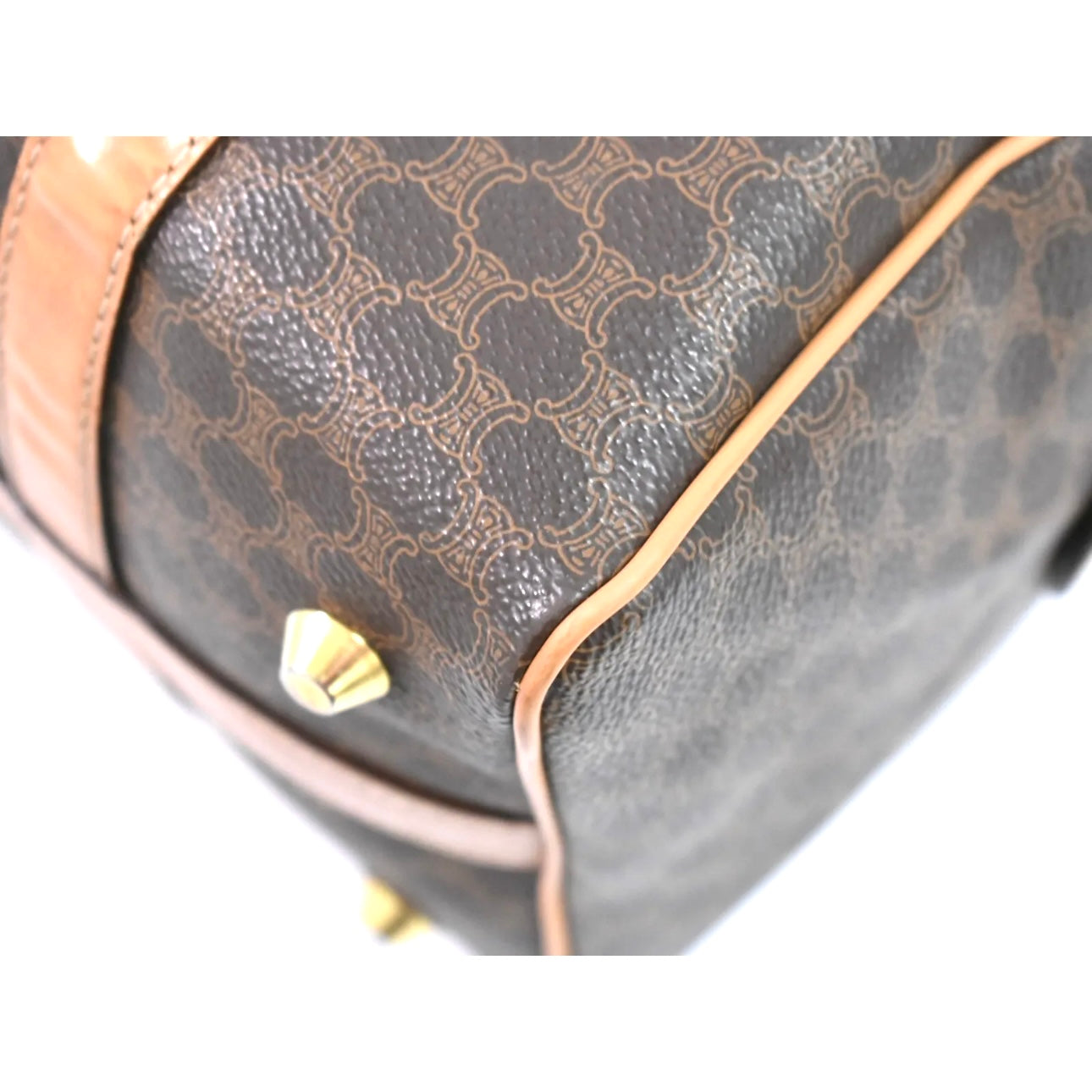 Celine Macadam PVC Boston Handbag Brown