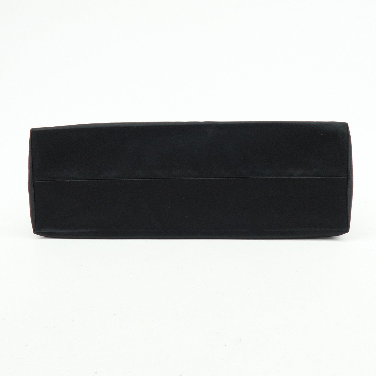 Prada Triangle Logo Tote Hand Bag - Black, Satin