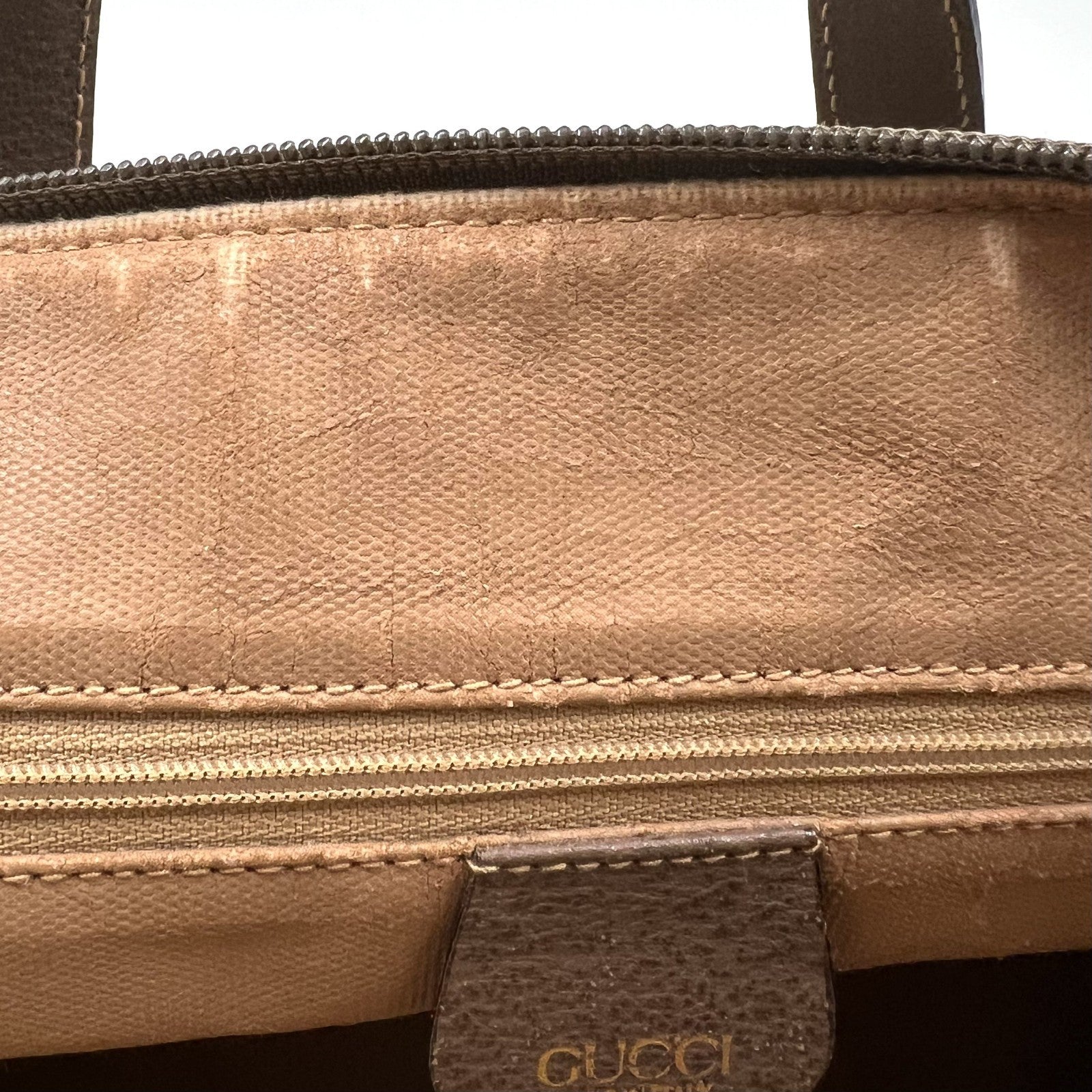 Gucci GG Supreme Hand Tote Bag - Beige Brown, PVC Leather
