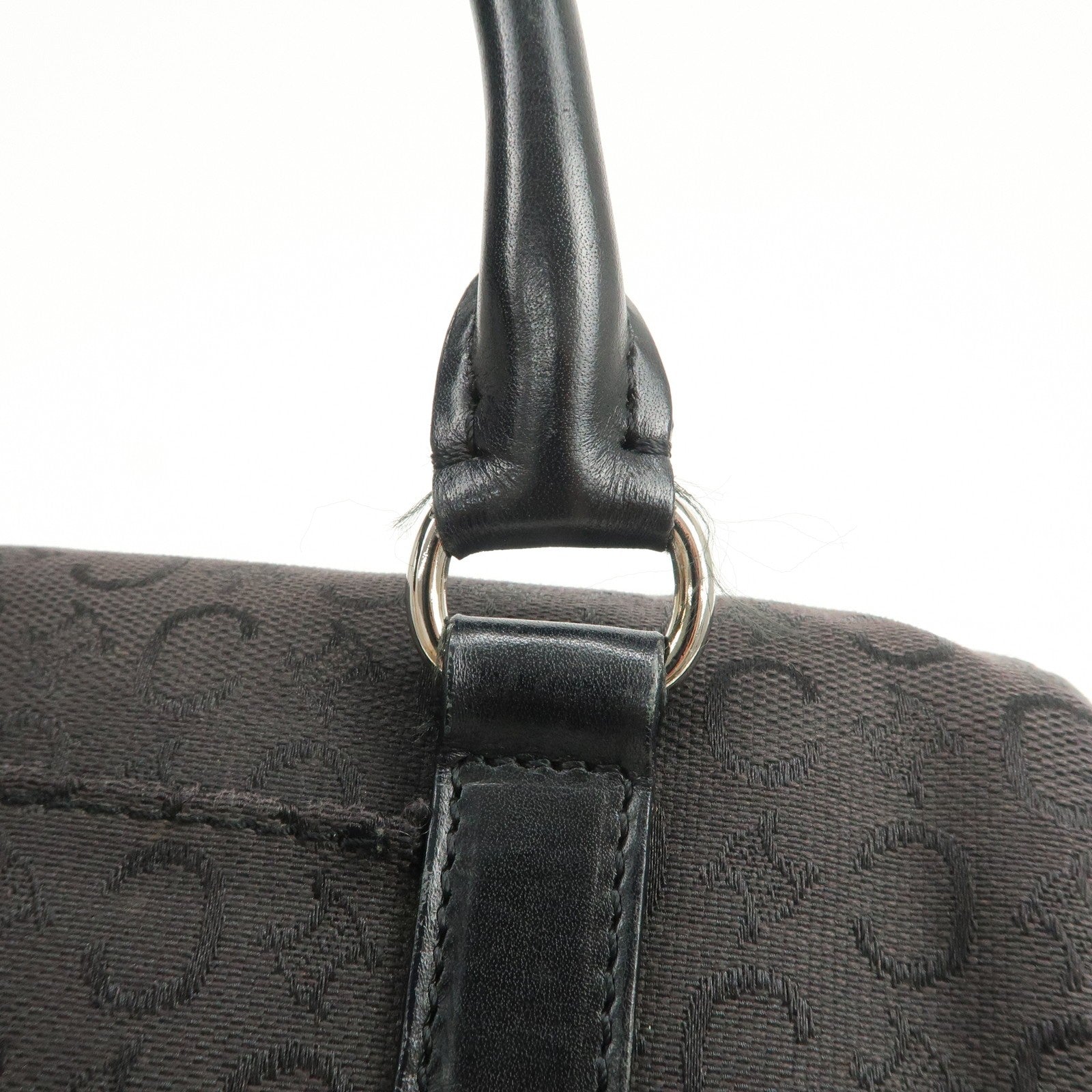 Celine C Macadam Boston Hand Bag - Black, Canvas, Leather 