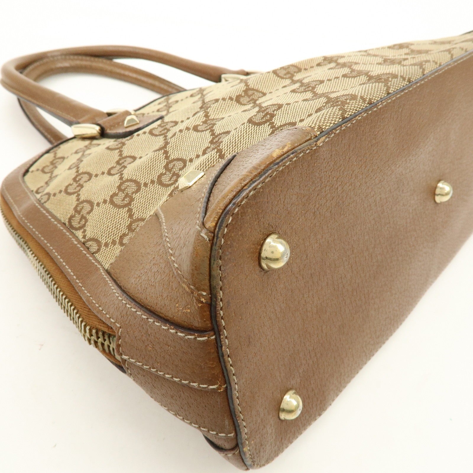Gucci Hand Bag - Brown, GG Canvas, Leather 