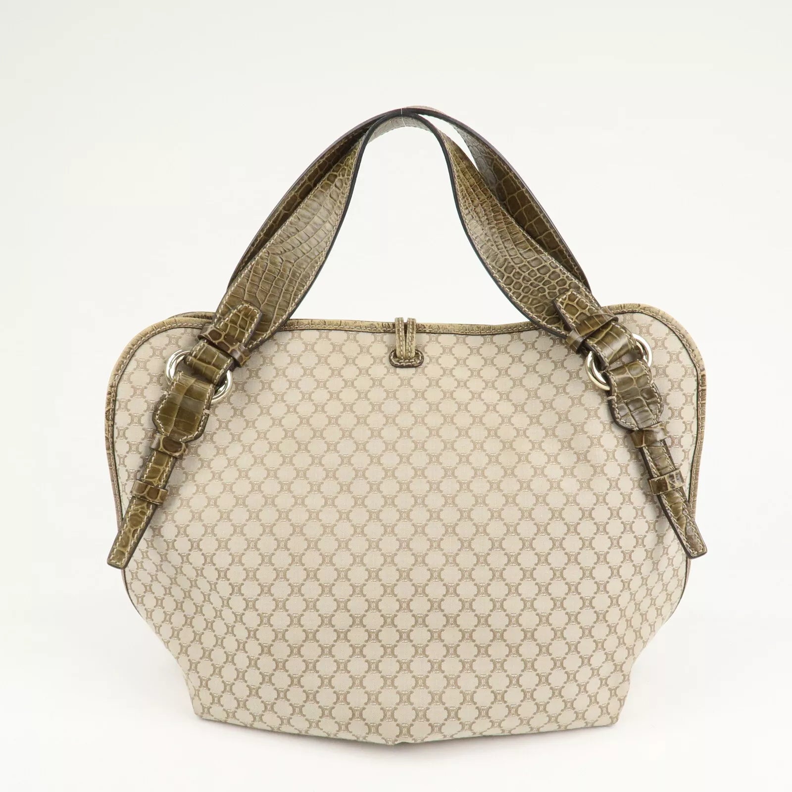 CELINE Macadam Bitter Sweet Canvas Leather Tote Bag - Beige Khaki, Canvas, Leather