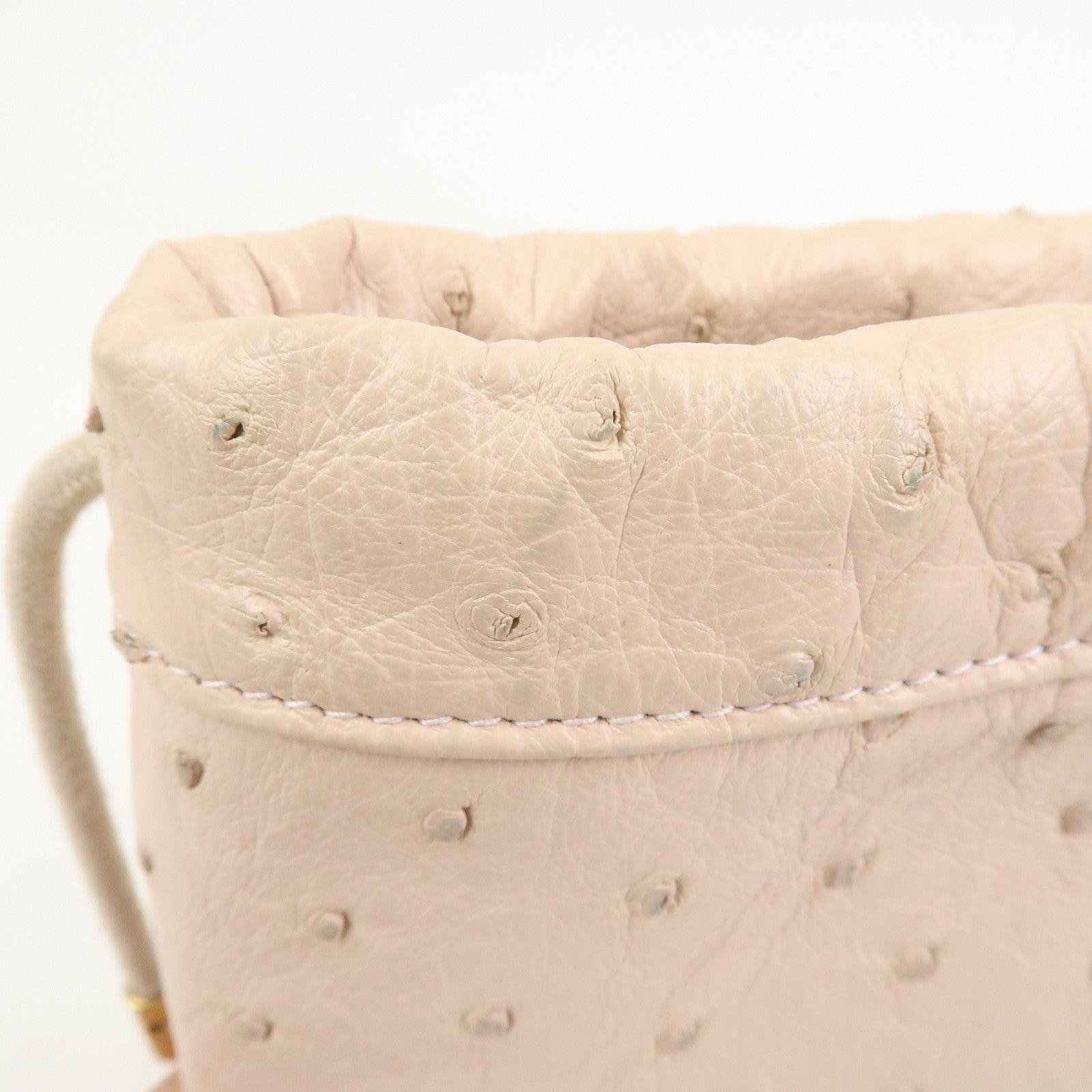 Gucci GG Marmont Mini Bucket Chain Bag - Ivory, Ostrich Leather