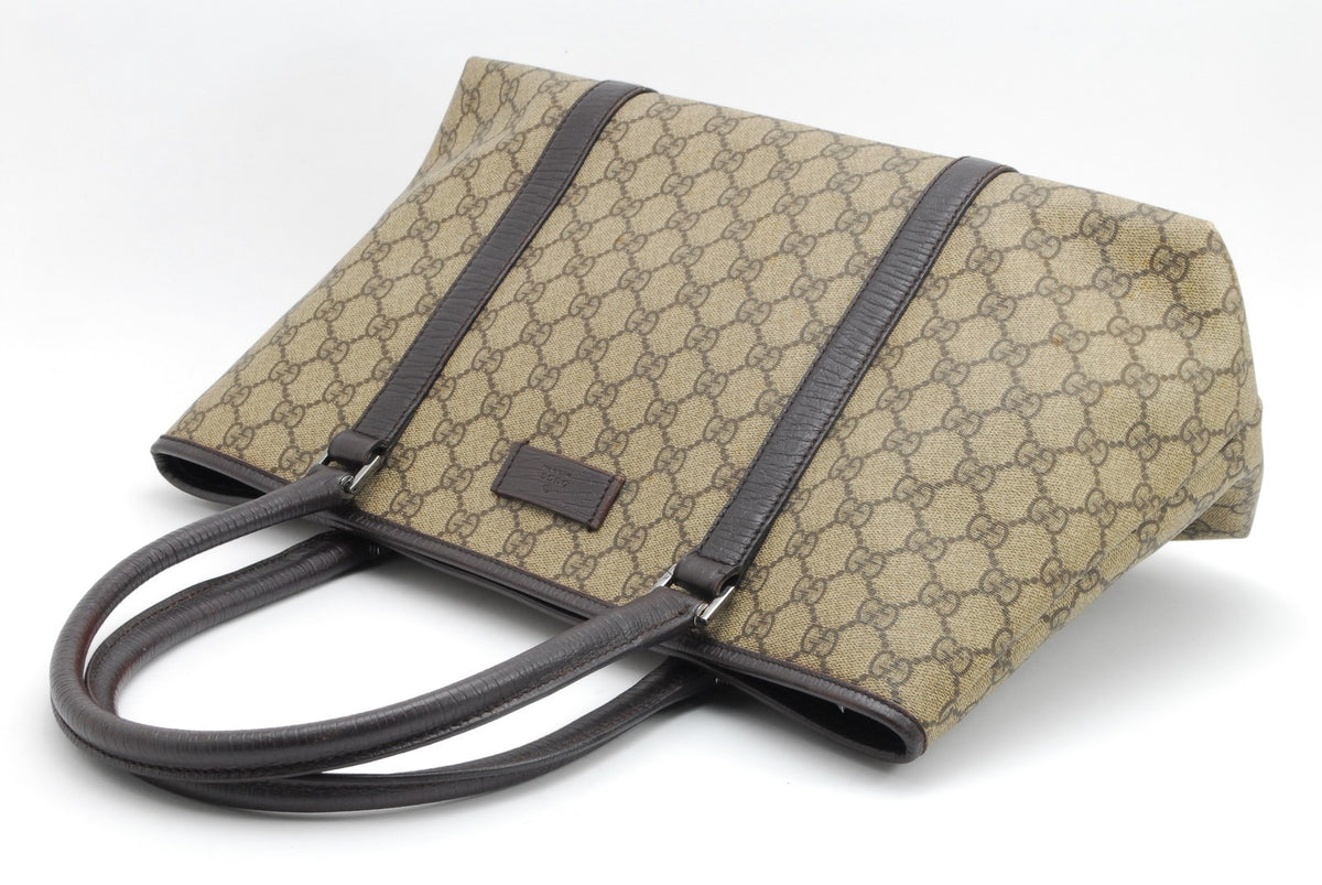 Gucci GG Supreme Tote Bag - Beige Brown, PVC Leather