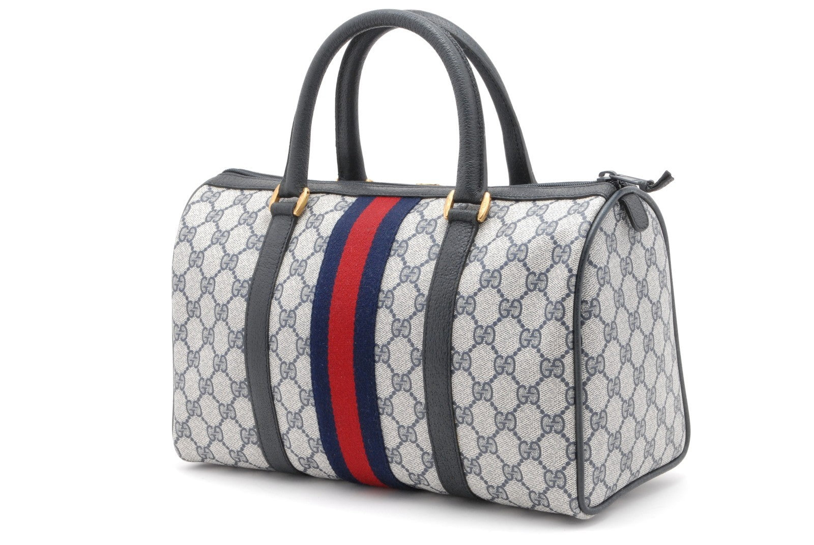 Gucci GG Web Boston Bag - Navy, PVC Leather