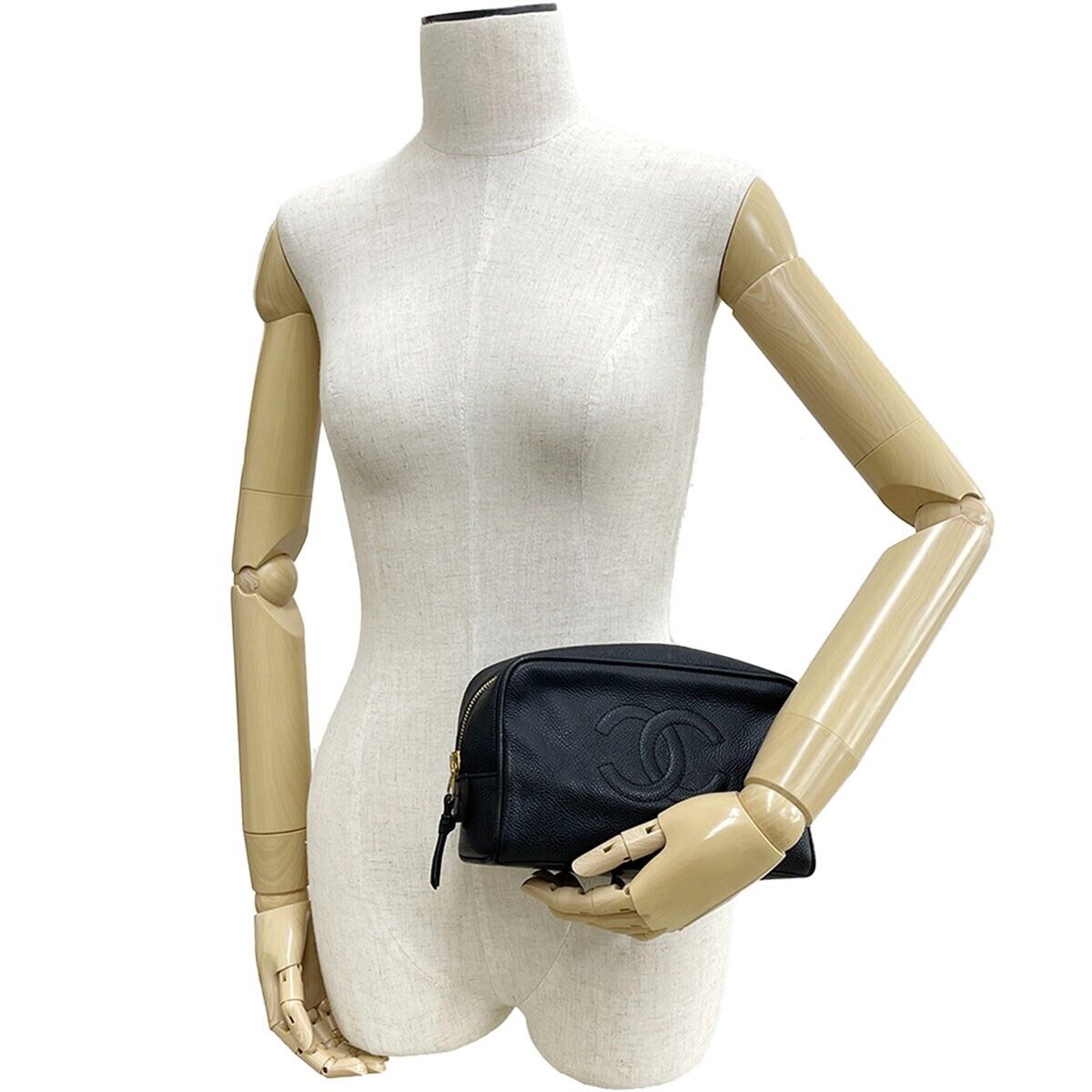 Chanel CC Logos Pouch - Black, CalfSkin Leather