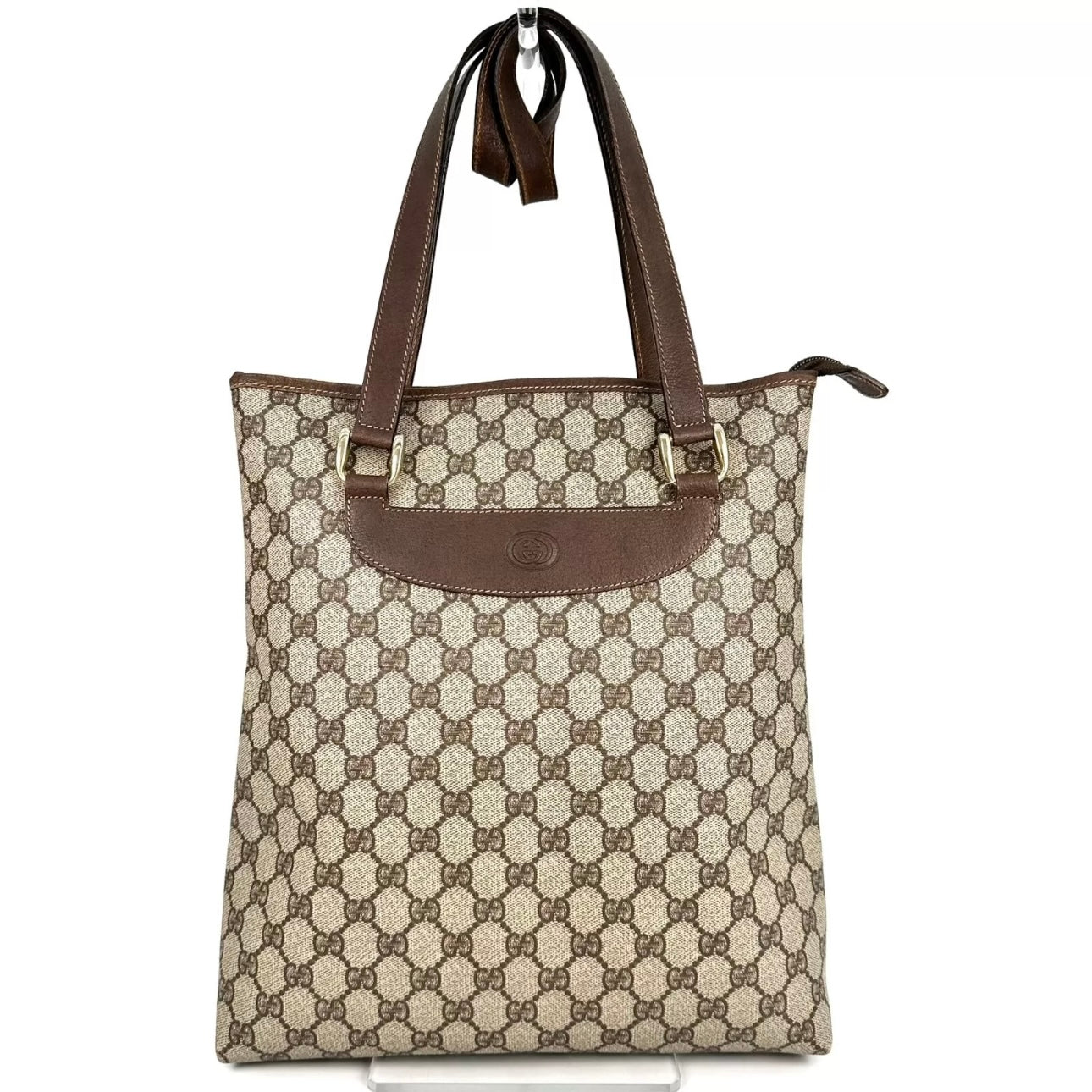 Shoulder Tote Hand Bag Brown PVC Leather