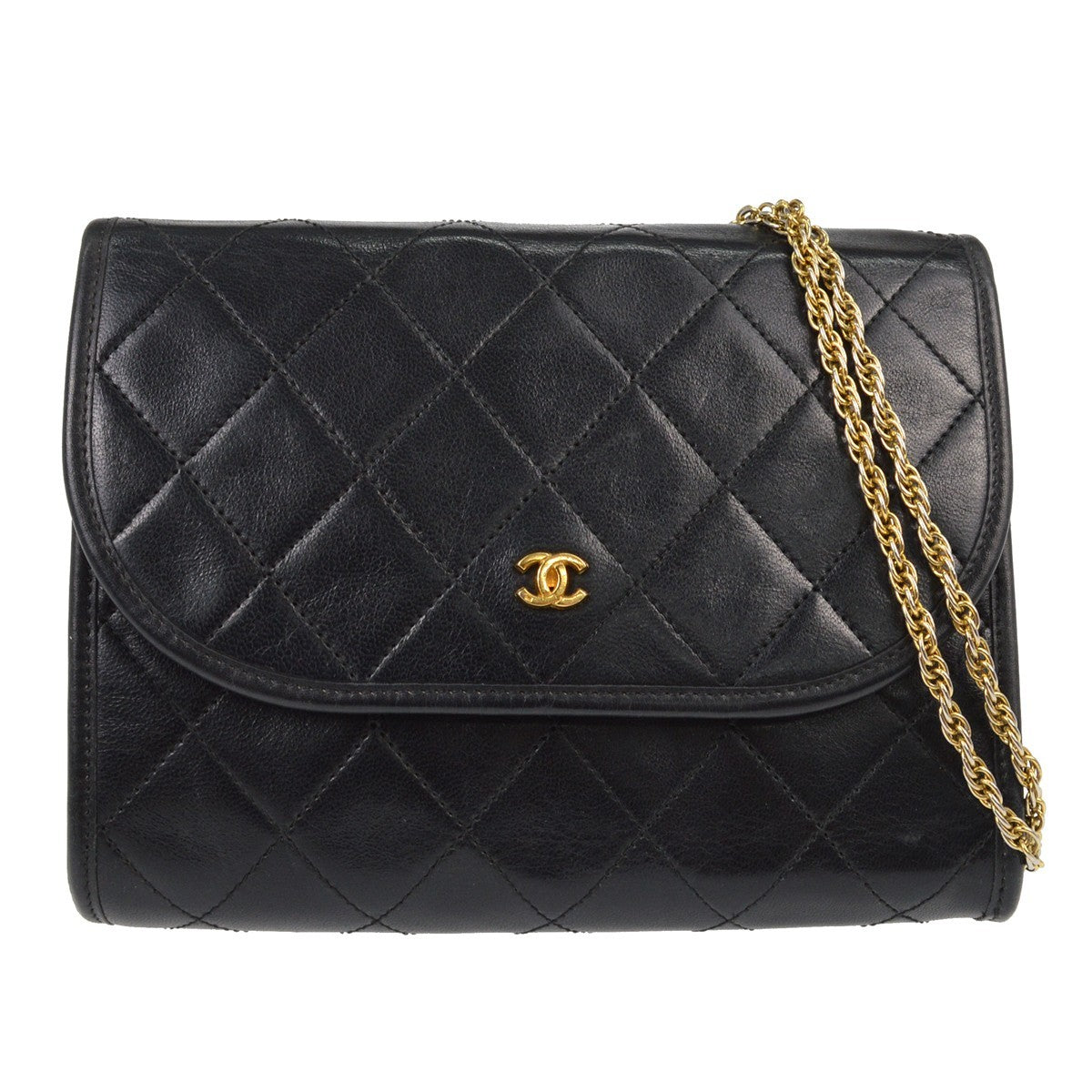 Chanel Single chain shoulder Shoulder Bag - Black, Lambskin Leather