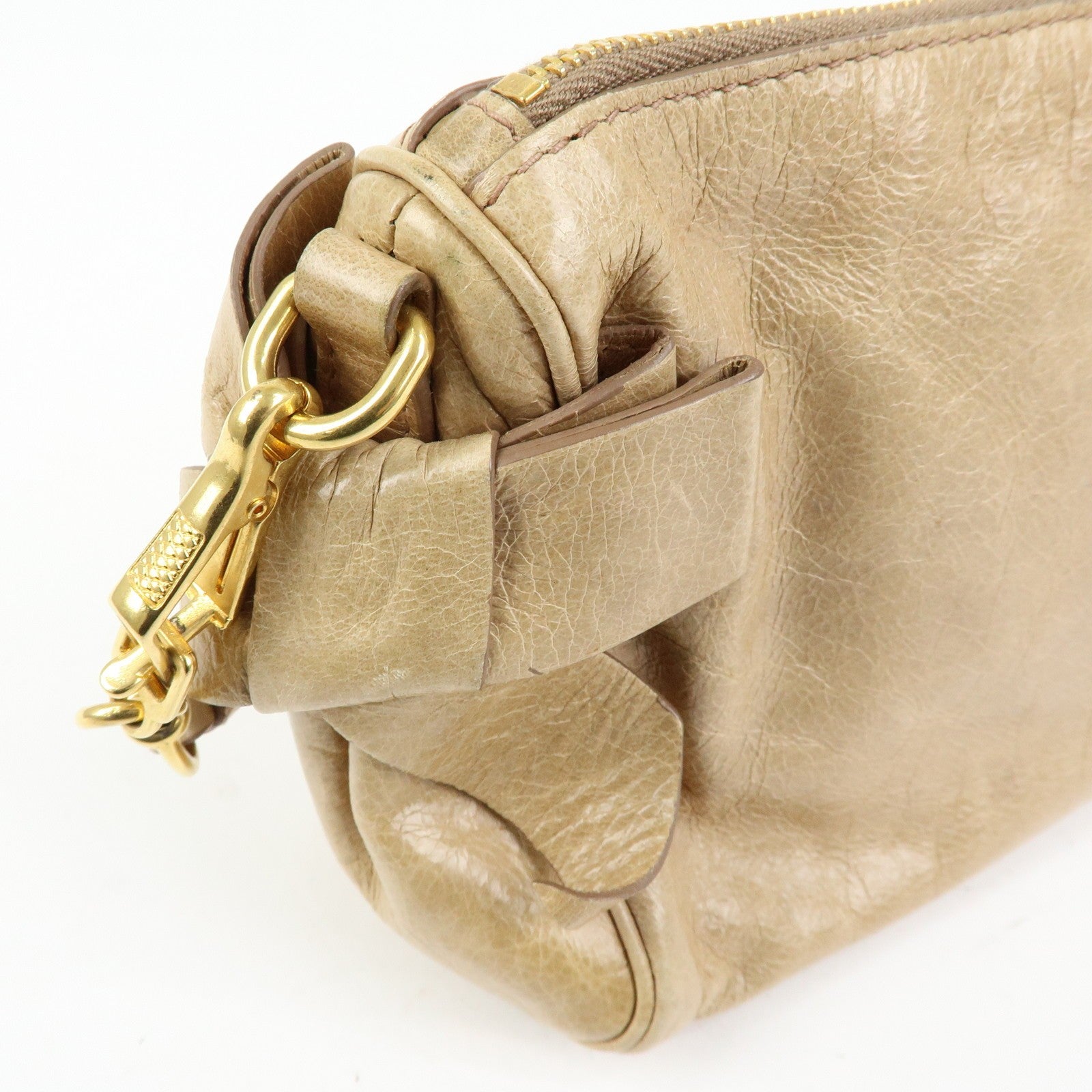 Miu Miu Double Sided Ribbons Handbag - Beige, Leather