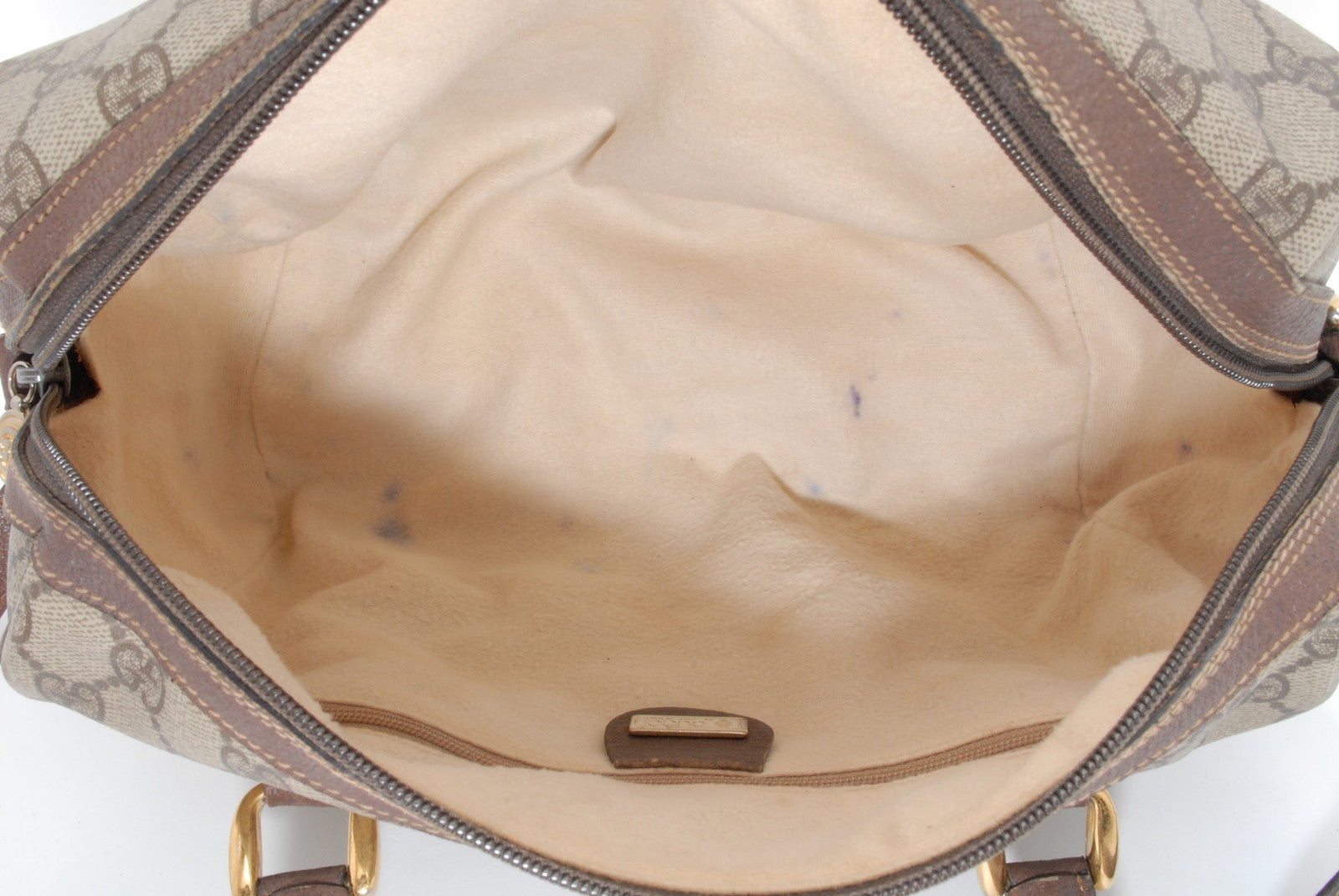 Gucci GG Supreme 2Way Boston Bag - Beige, PVC Leather