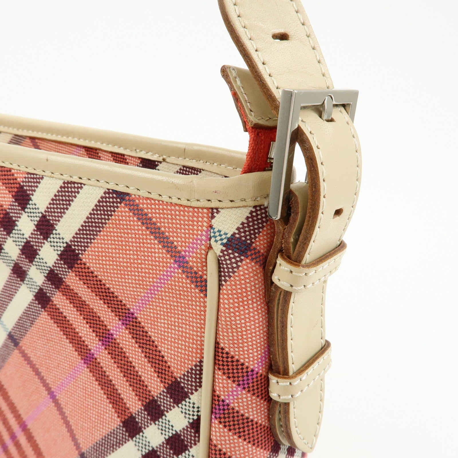 Burberry Shoulder Bag - Pink, Beige, Canvas, Leather