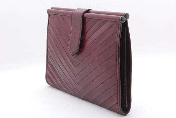Saint Laurent Yves Clutch Bag - Red Bordeaux, Leather 