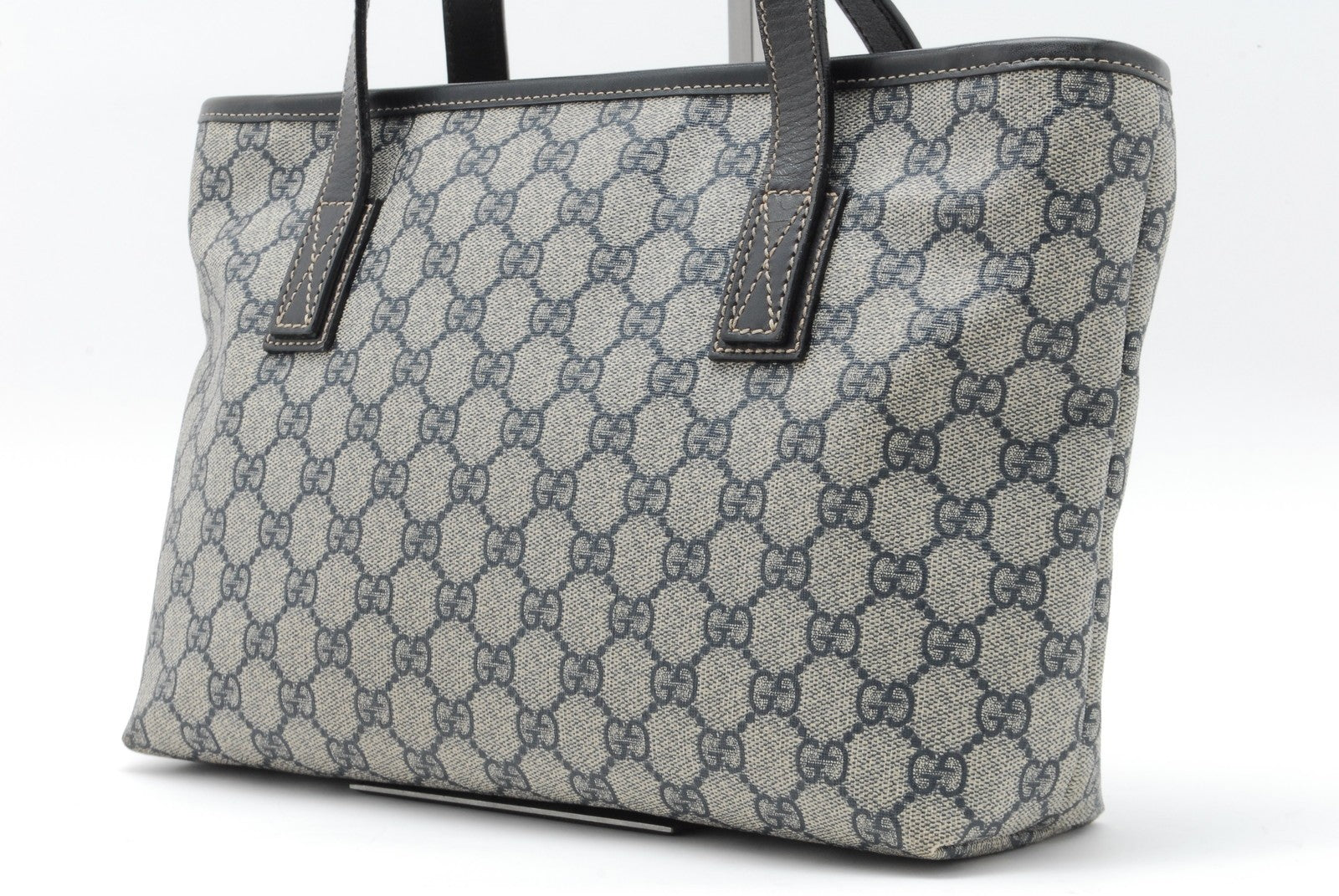 Gucci GG Tote Shoulder Hand Bag - Navy, PVC Leather