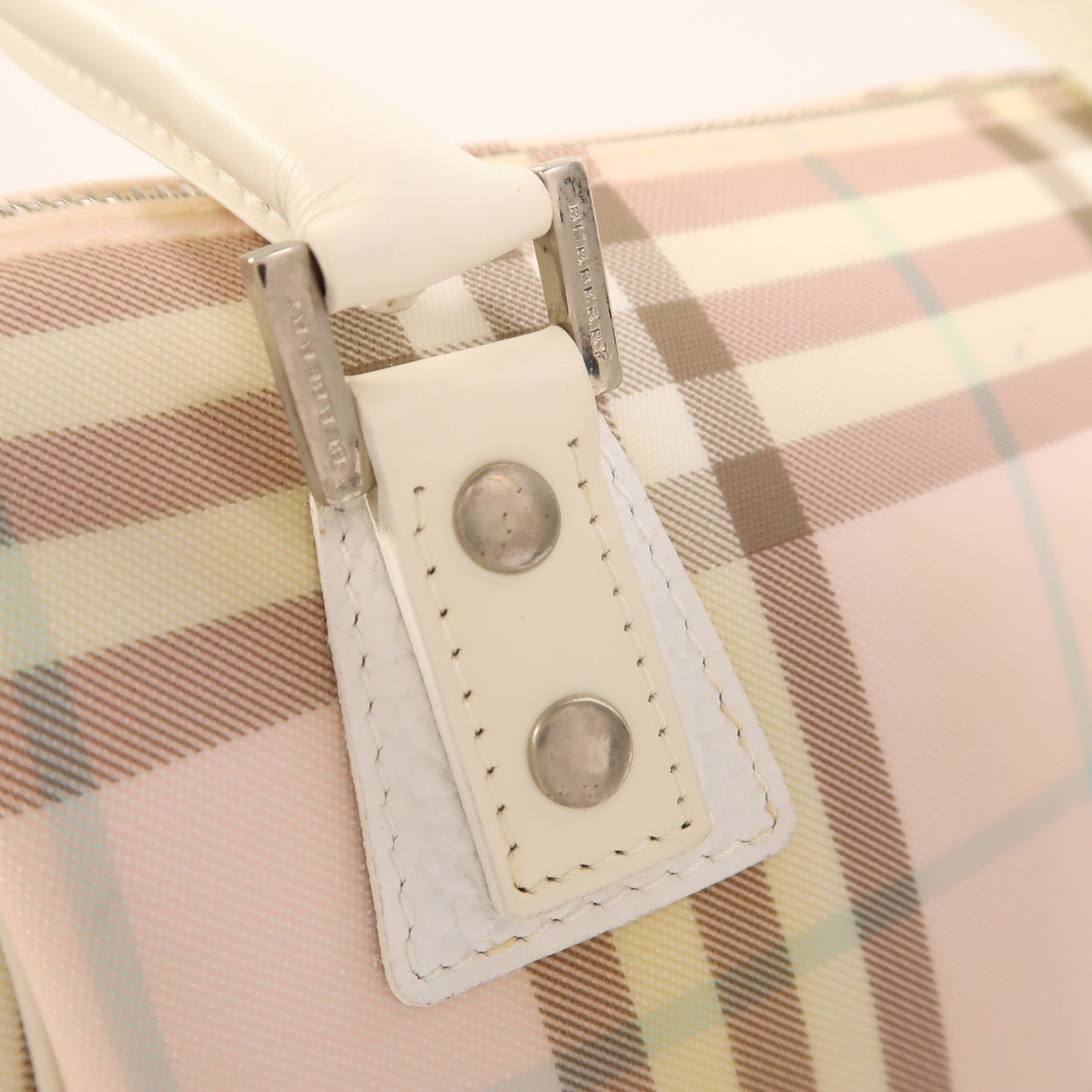 Burberry SHW Hand Bag - Pink White, Coated Canvas