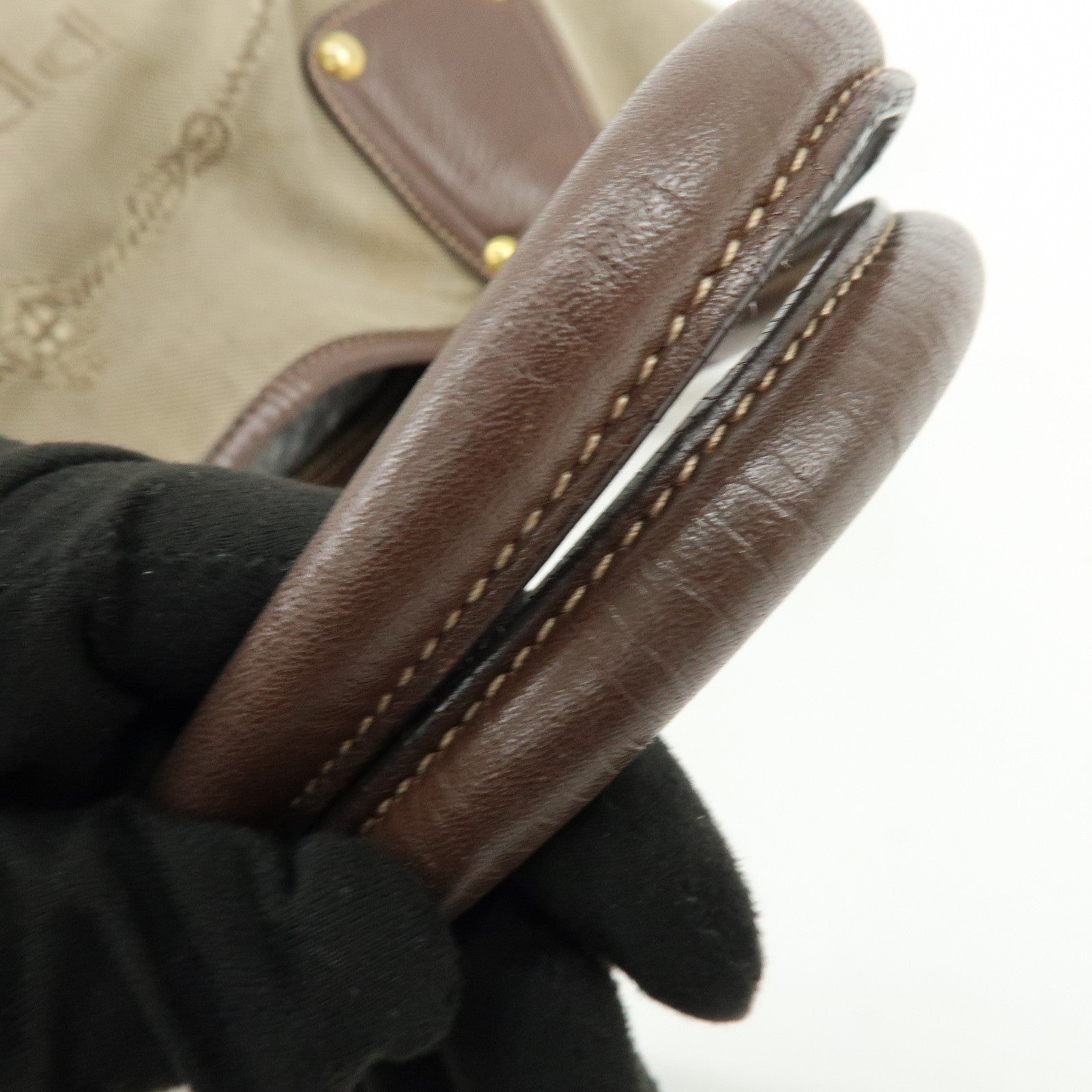 Prada Logo Jacquard Tote Bag - Beige Brown, Leather