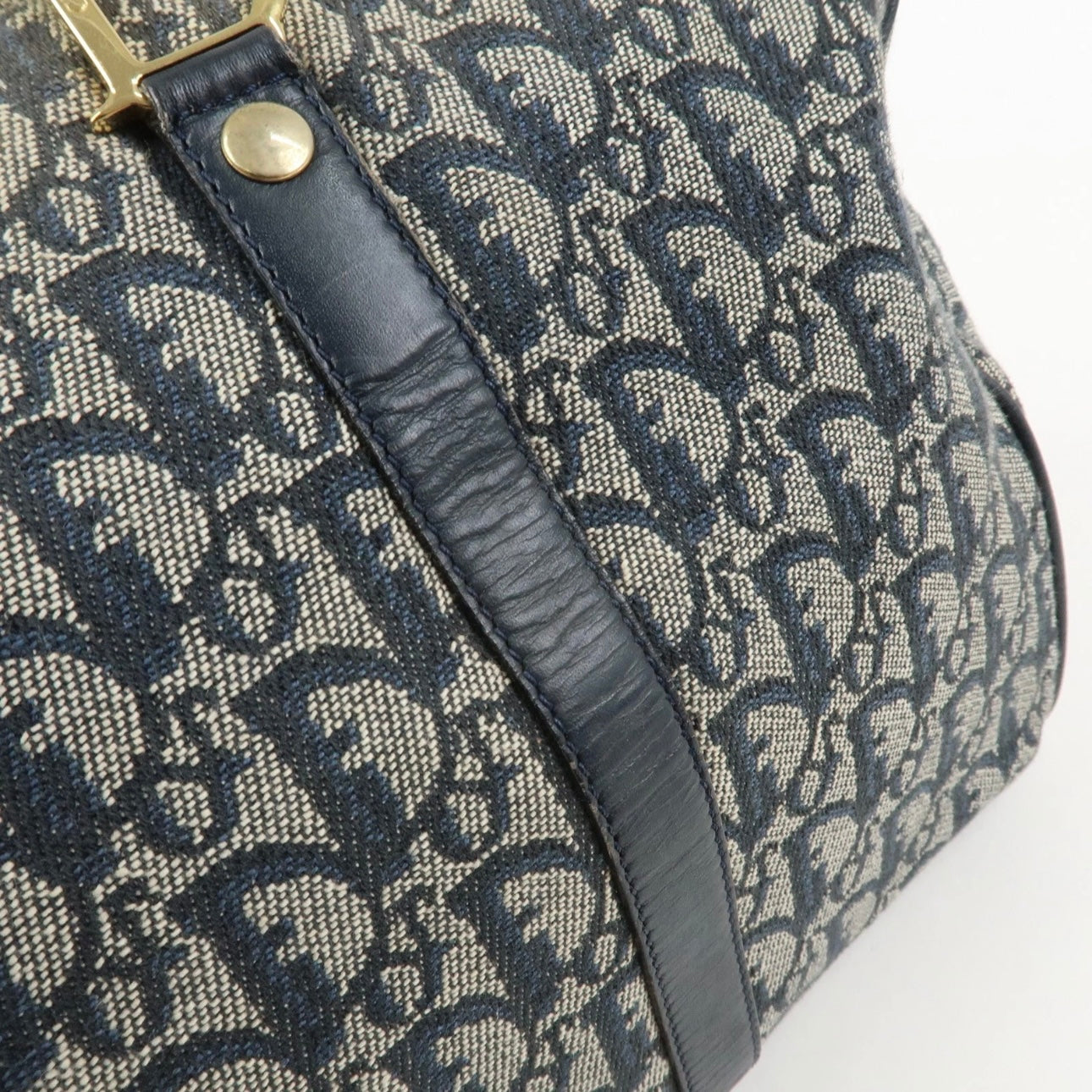 Christian Dior Jacquard Boston-  Navy, Leather.