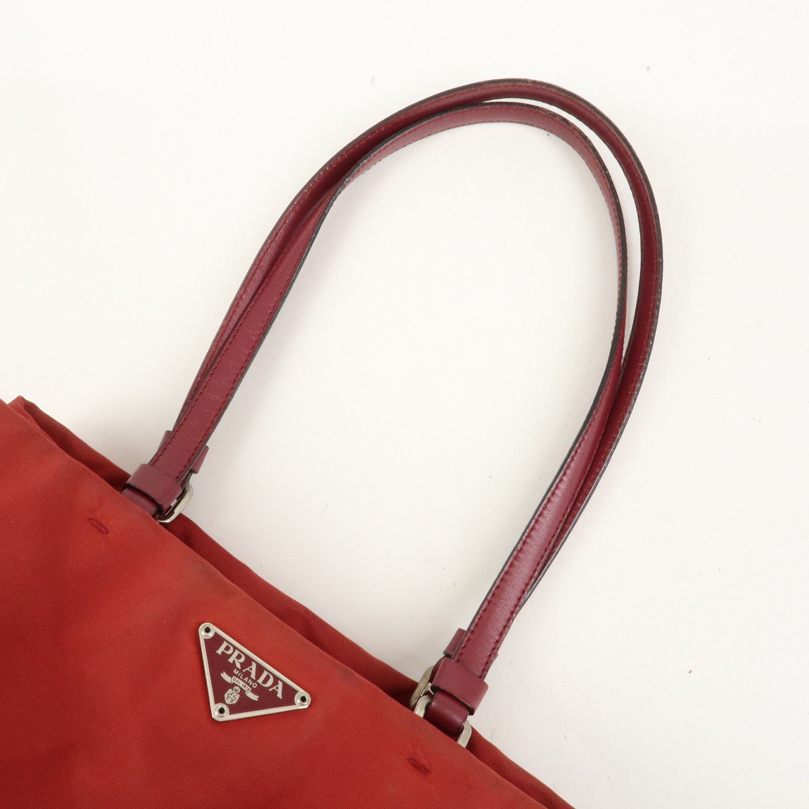 Prada Triangle Logo Tote Bag - Red, Nylon and Leather