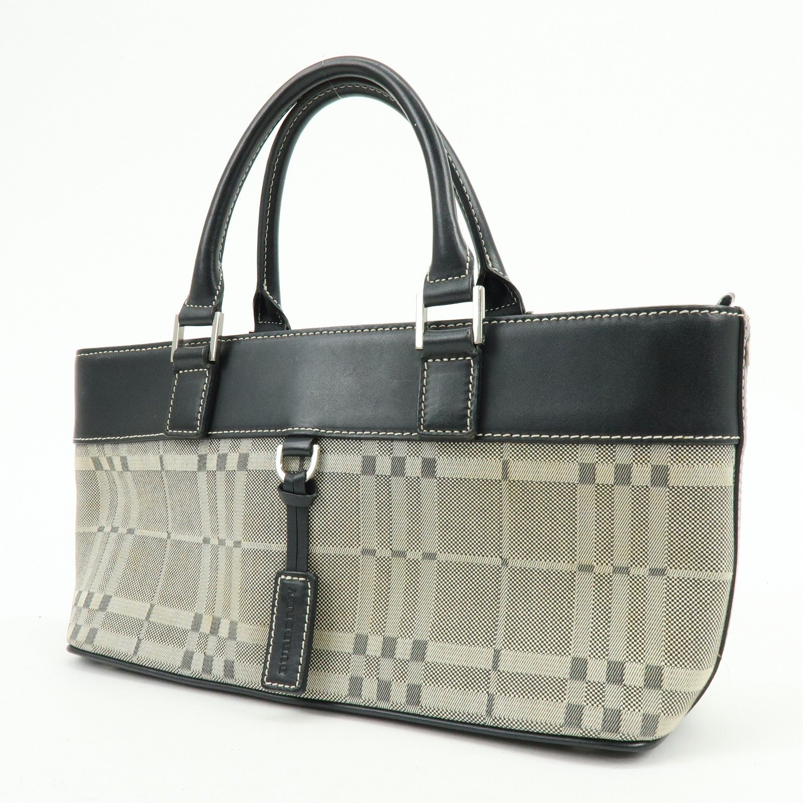 Burberry Hand Bag Tote Bag - Black, Canvas Leather