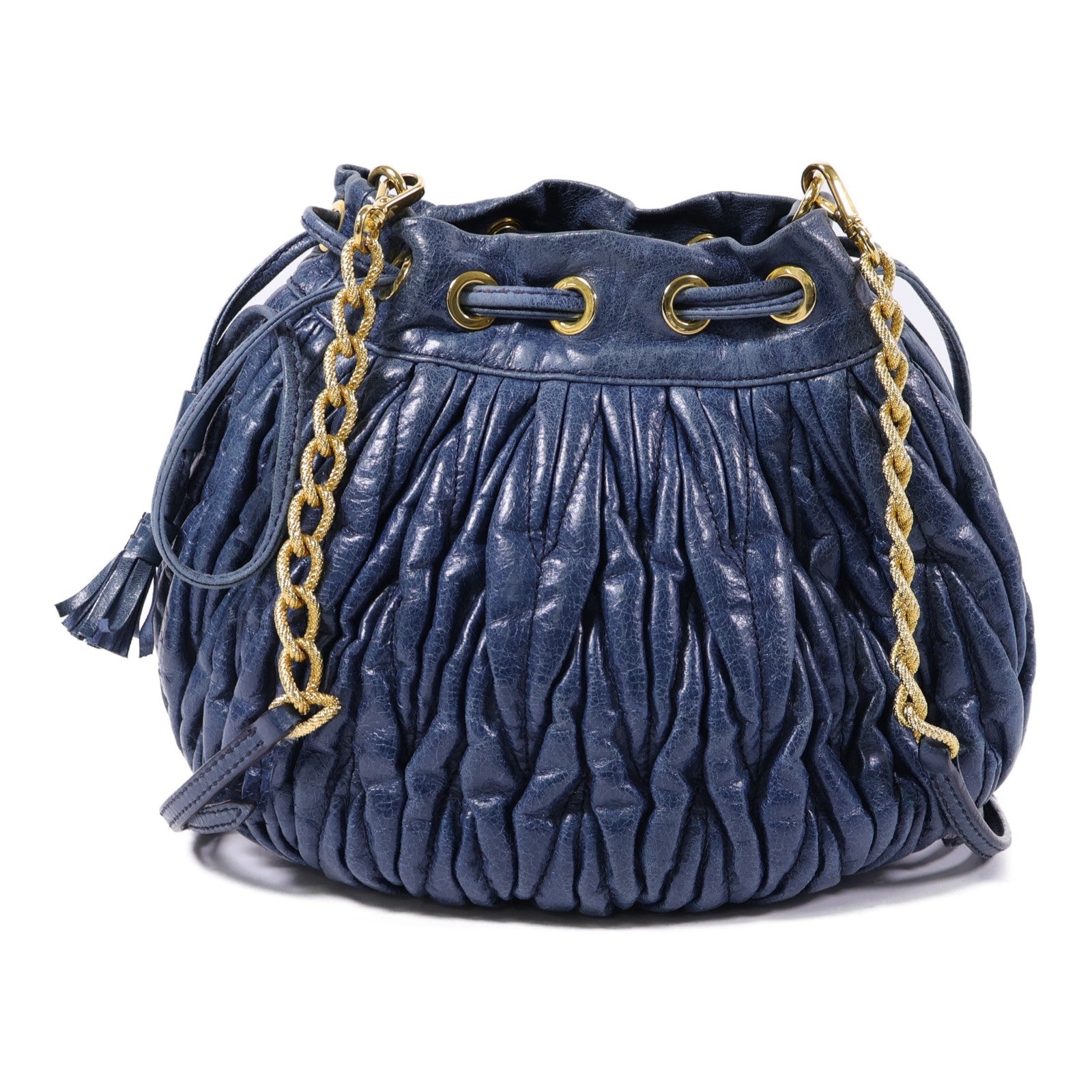Miu Miu GHW Chain Shoulder Bag - Blue, Calfskin Leather 