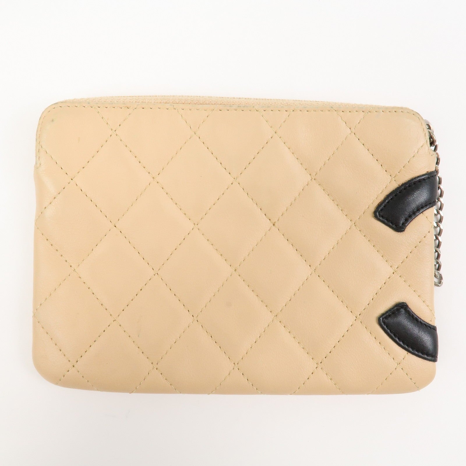 CHANEL Cambon Line Cosmetic Pouch - Beige, Lamb Skin