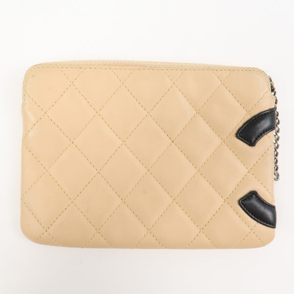 CHANEL Cambon Line Cosmetic Pouch - Beige, Lamb Skin 