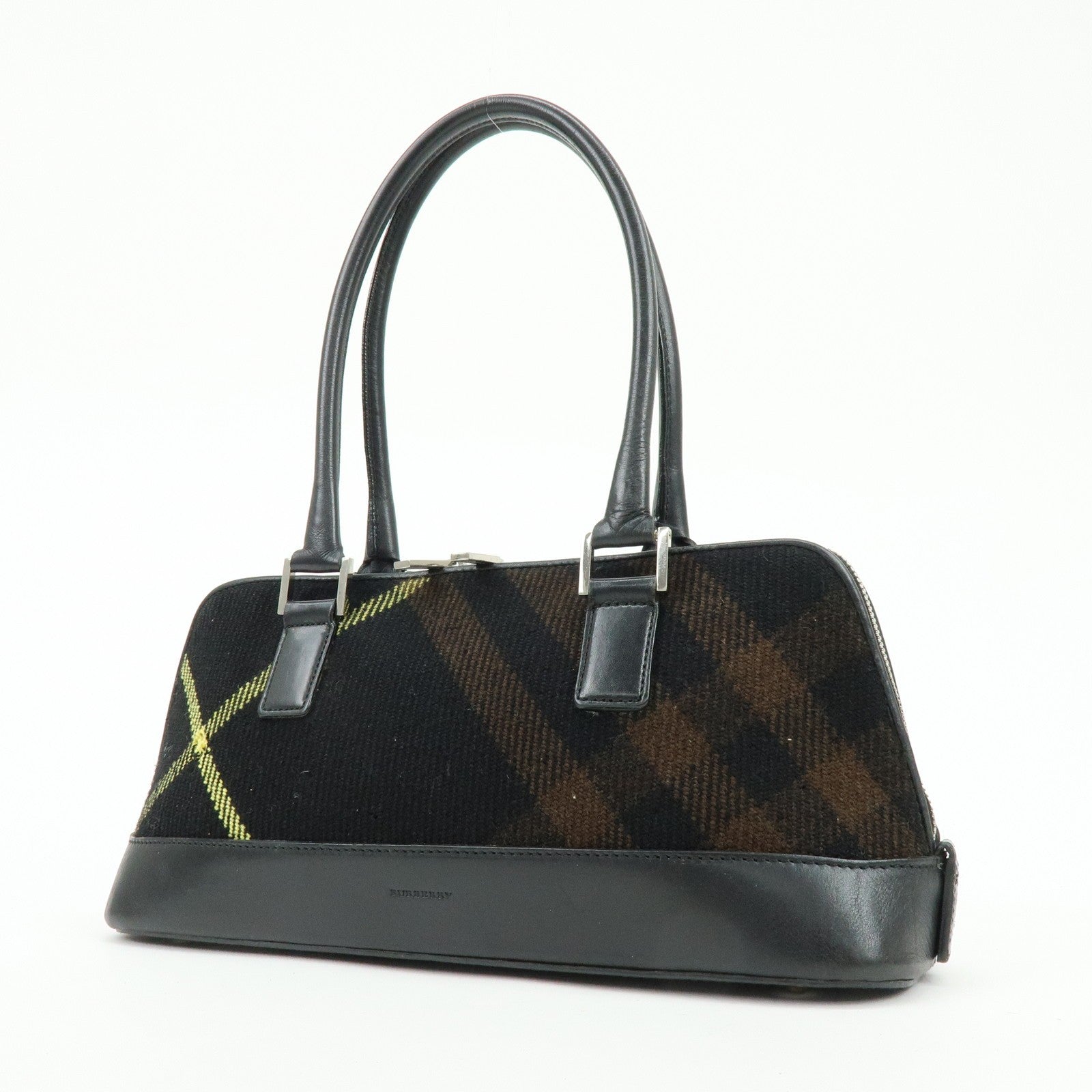 Burberry Shoulder Hand Bag - Black Brown, Canvas Leather
