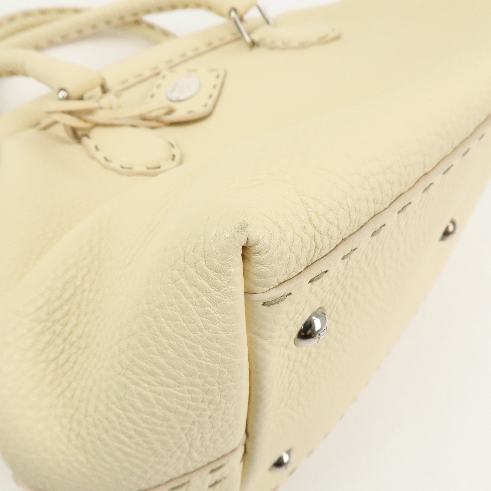 Fendi Boston Hand Bag - Cream, Leather