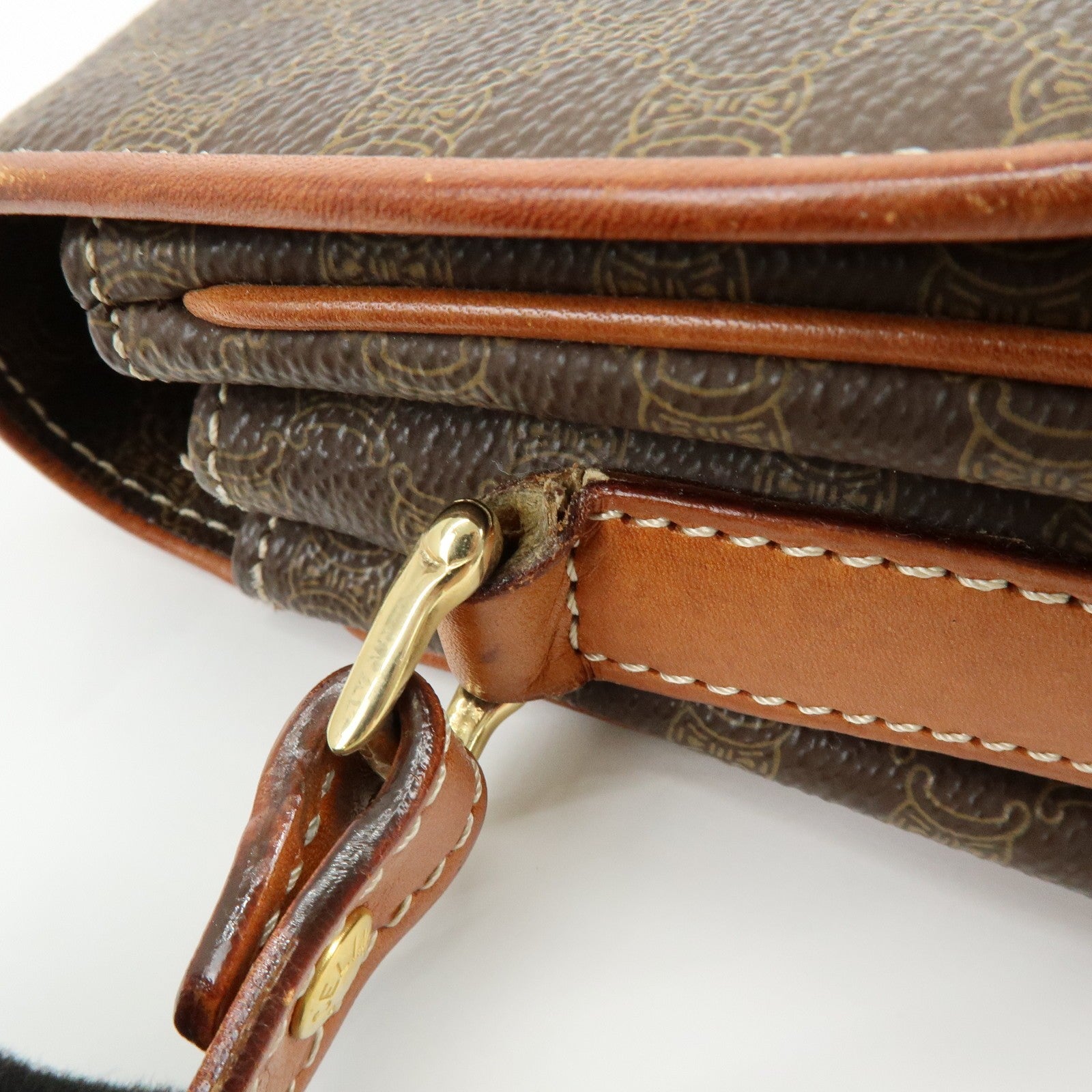 Celine Macadam Shoulder Crossbody Bag - Brown, PVC Coating Canvas, Leather